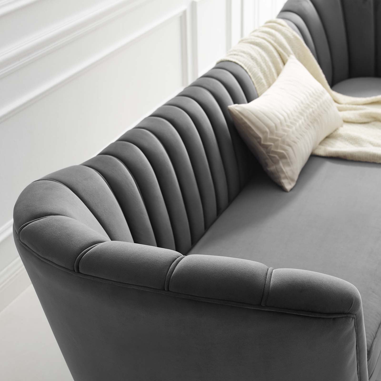 Modway Sofas & Couches - Opportunity Performance Velvet Sofa Gray