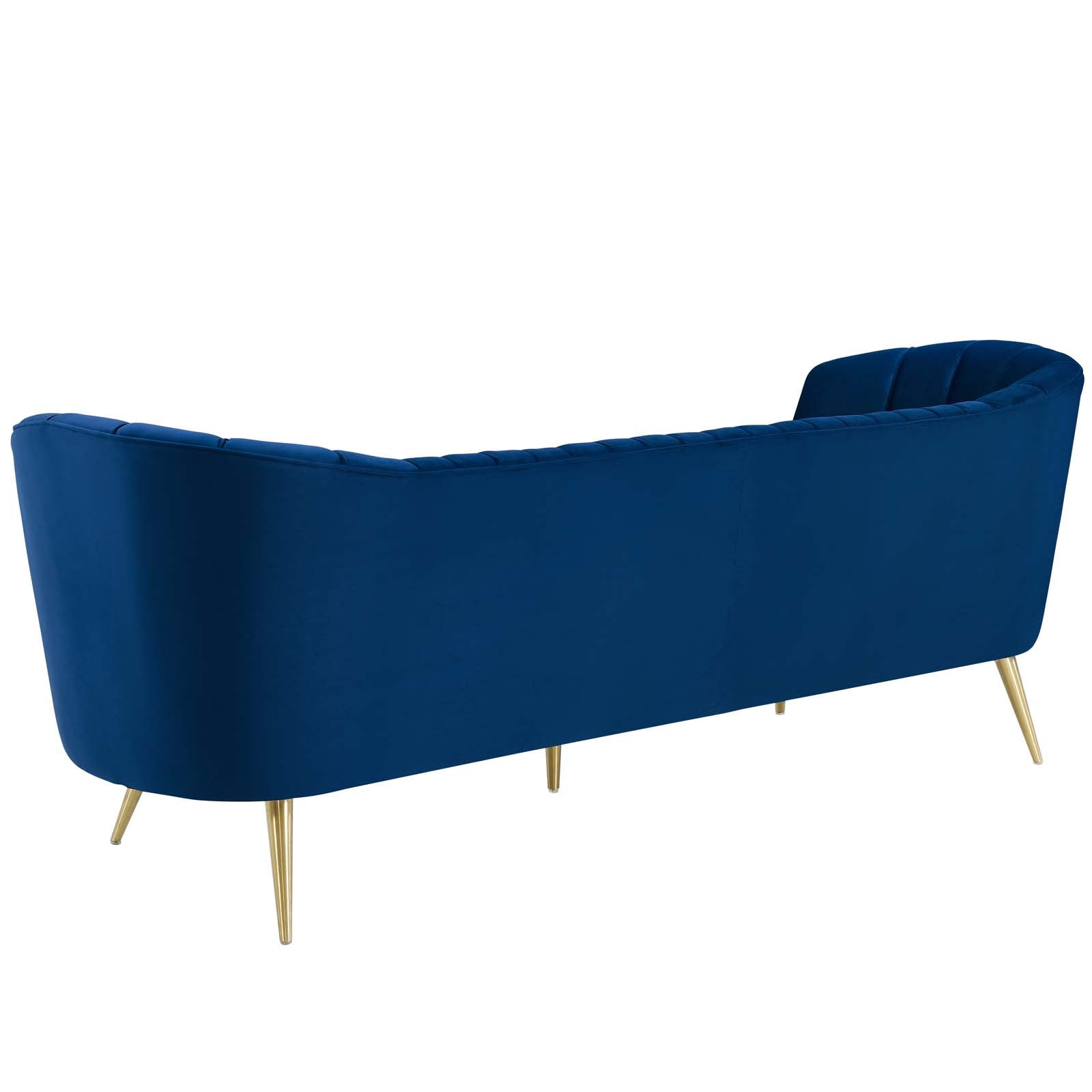 Modway Sofas & Couches - Opportunity Vertical Channel Tufted Curved Performance Velvet Sofa Navy