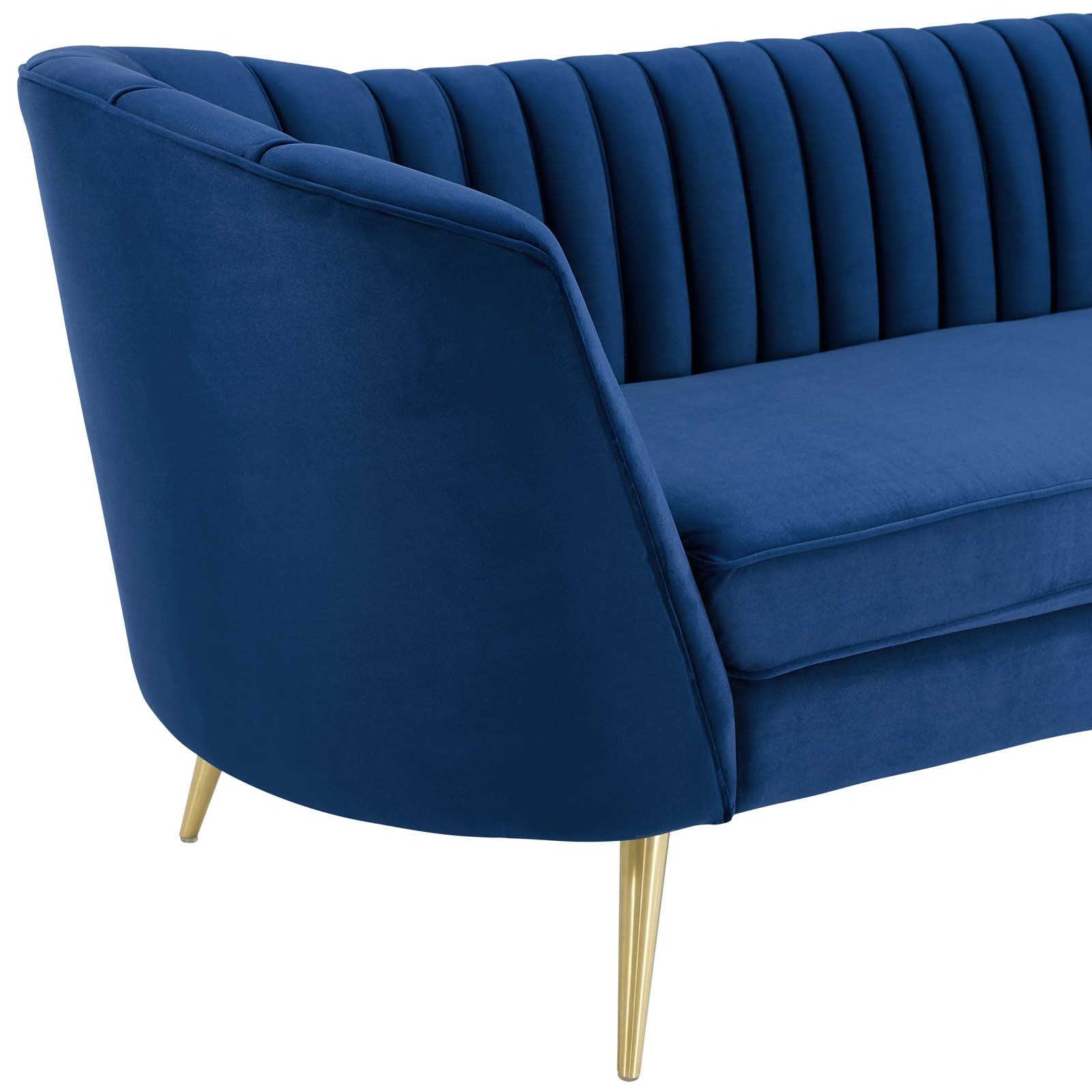 Modway Sofas & Couches - Opportunity Vertical Channel Tufted Curved Performance Velvet Sofa Navy