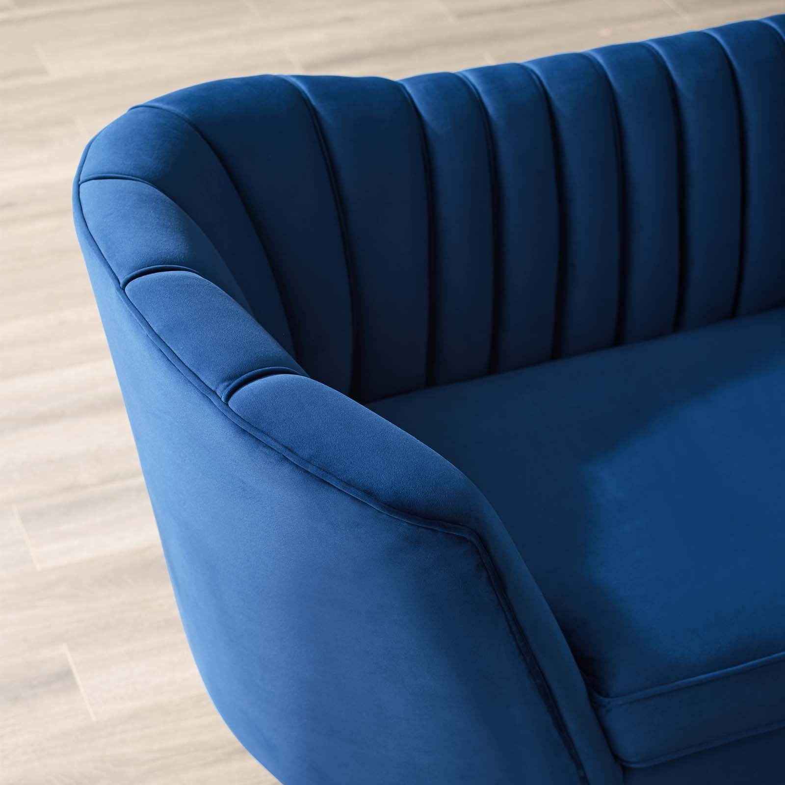 Modway Sofas & Couches - Opportunity Vertical Channel Tufted Curved Performance Velvet Sofa Navy