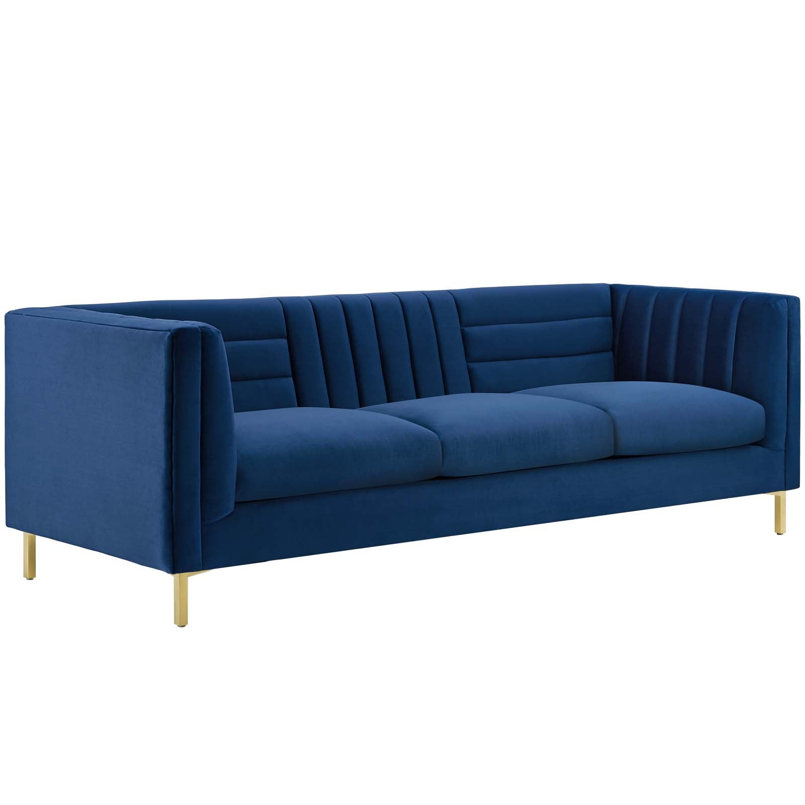 Modway Sofas & Couches - Ingenuity Channel Tufted Performance Velvet Sofa Navy