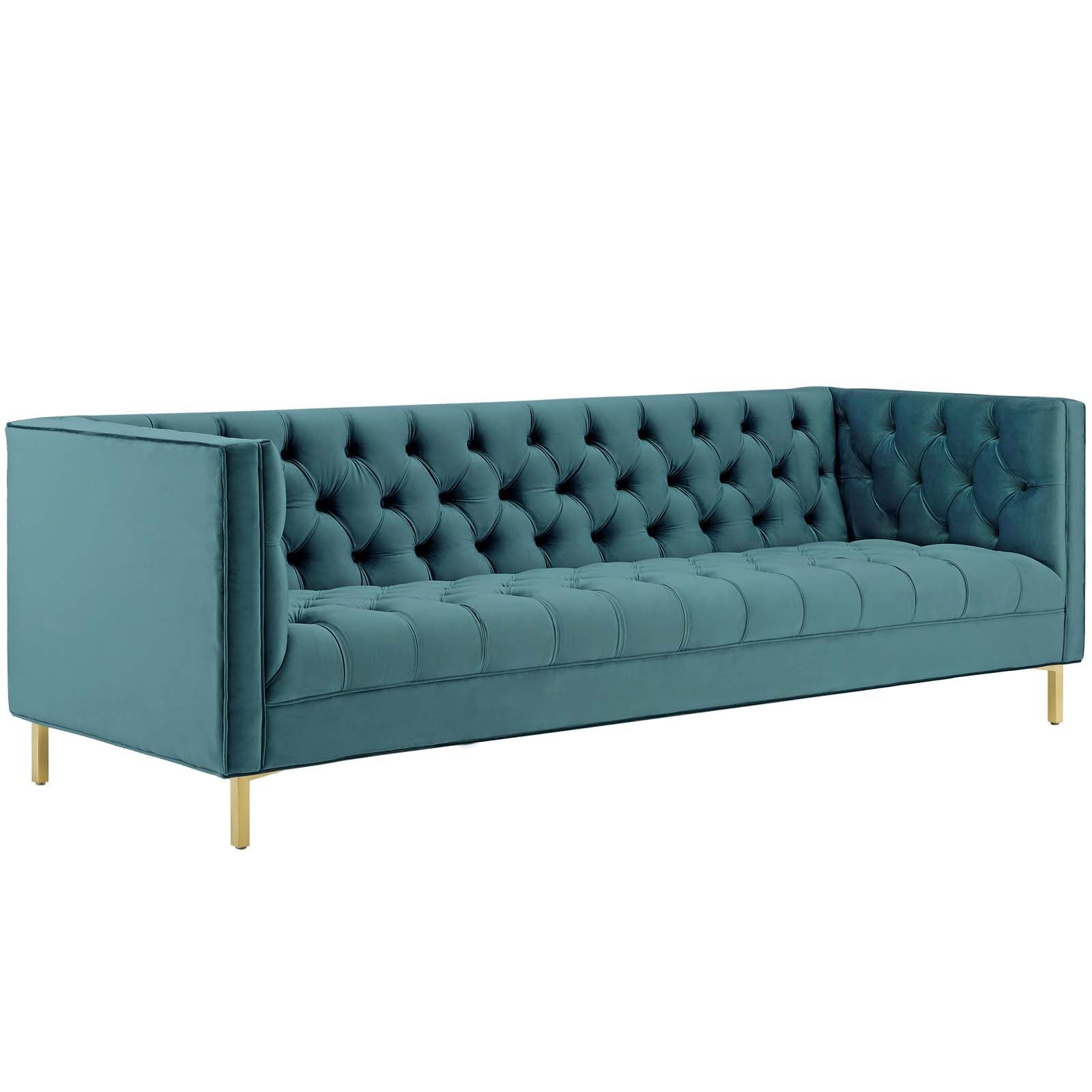 Modway Sofas & Couches - Delight Tufted Button Performance Velvet Sofa Sea