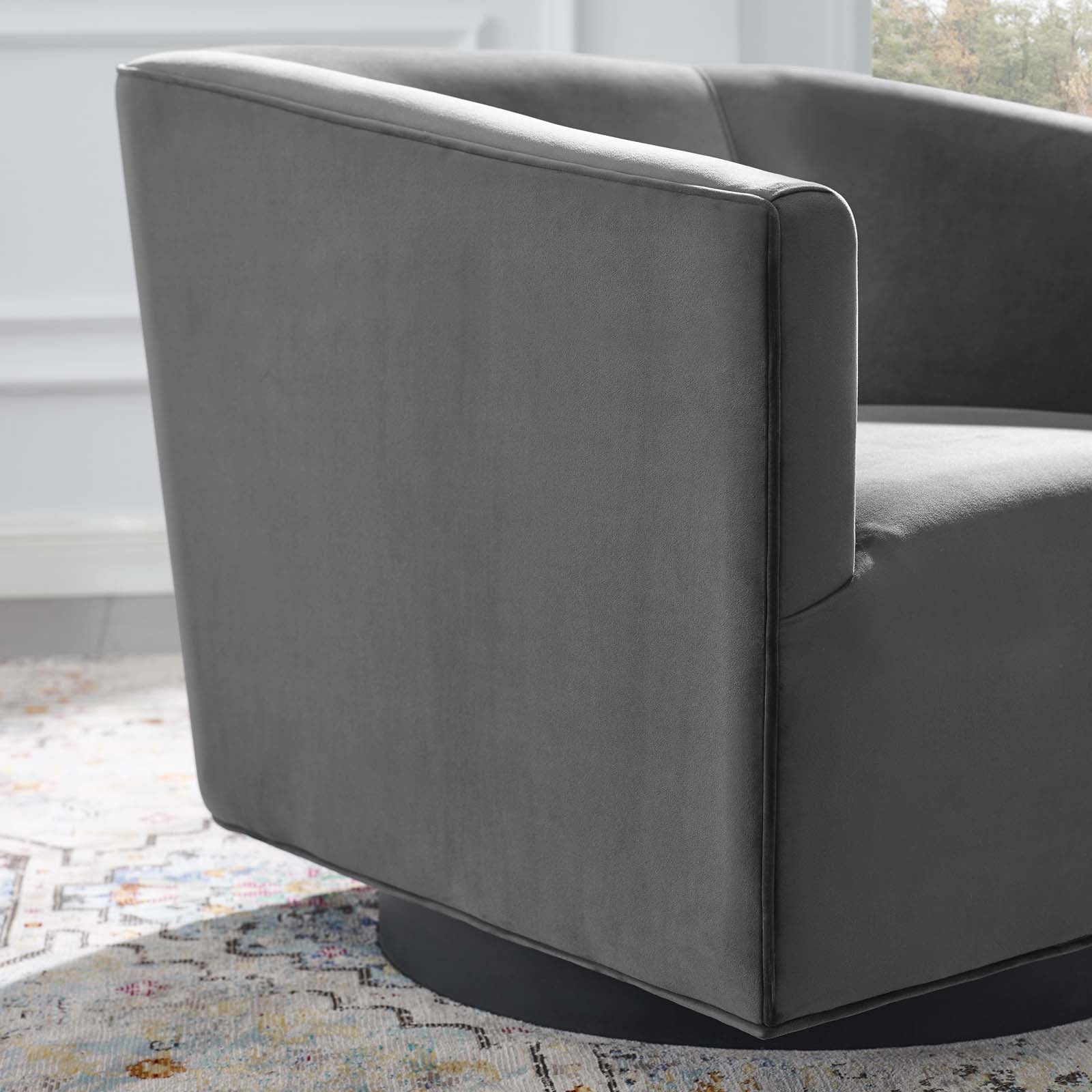 Modway Accent Chairs - Twist Accent Lounge Performance Velvet Swivel Chair Gray