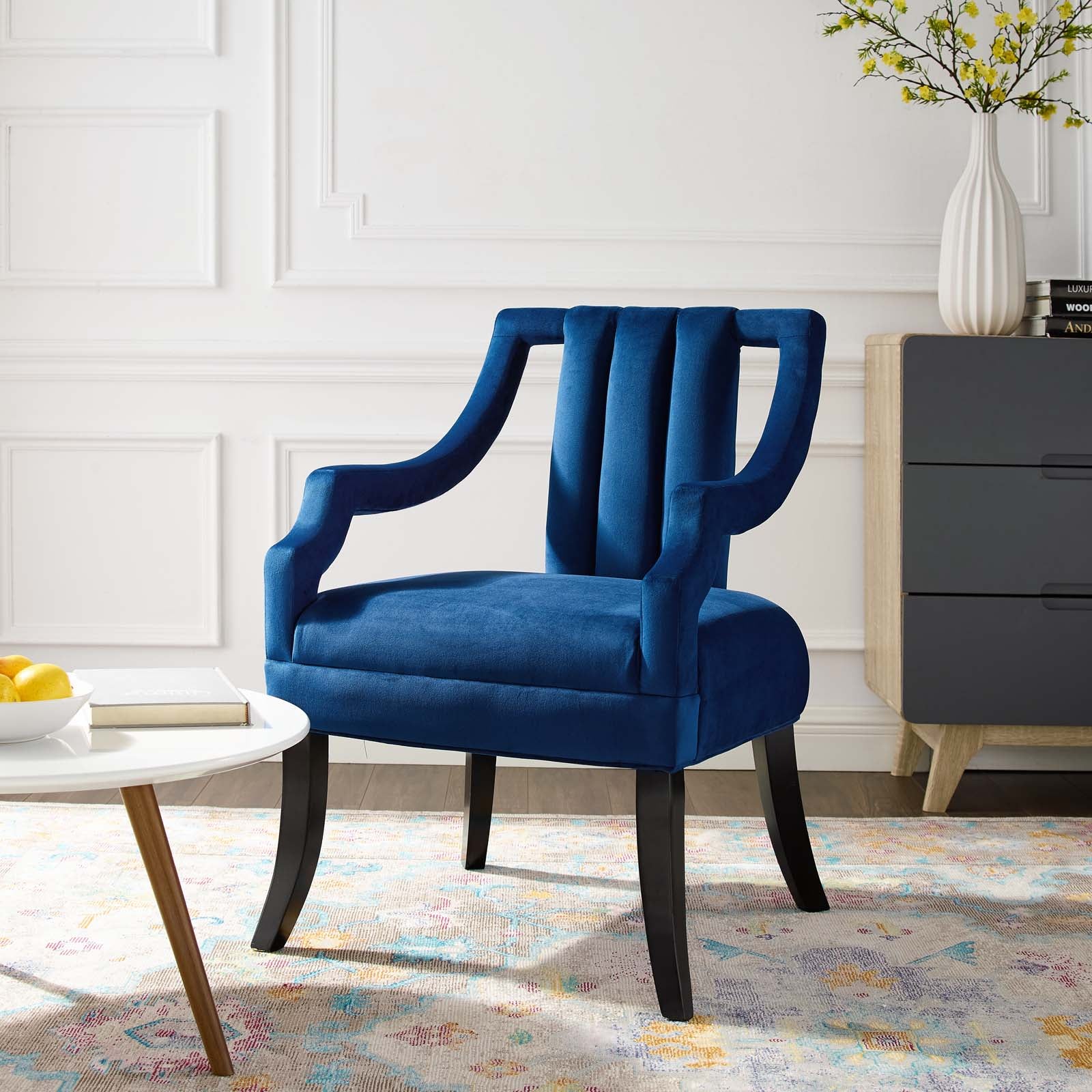 Modway Accent Chairs - Harken Performance Velvet Accent Chair Navy
