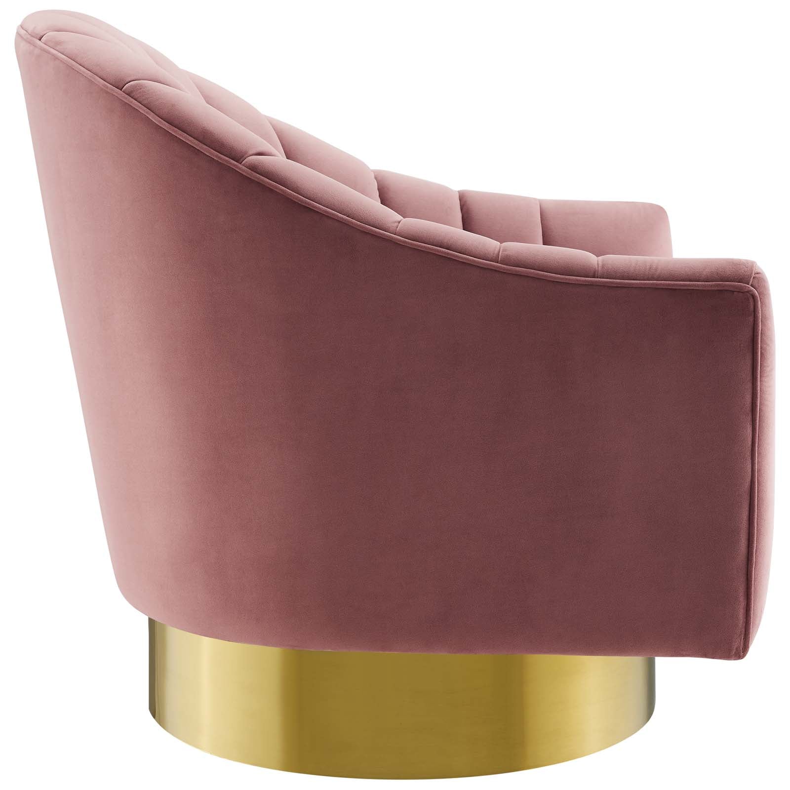 Modway Accent Chairs - Buoyant Vertical Channel Tufted Accent Lounge Performance Velvet Swivel Chair Dusty Rose