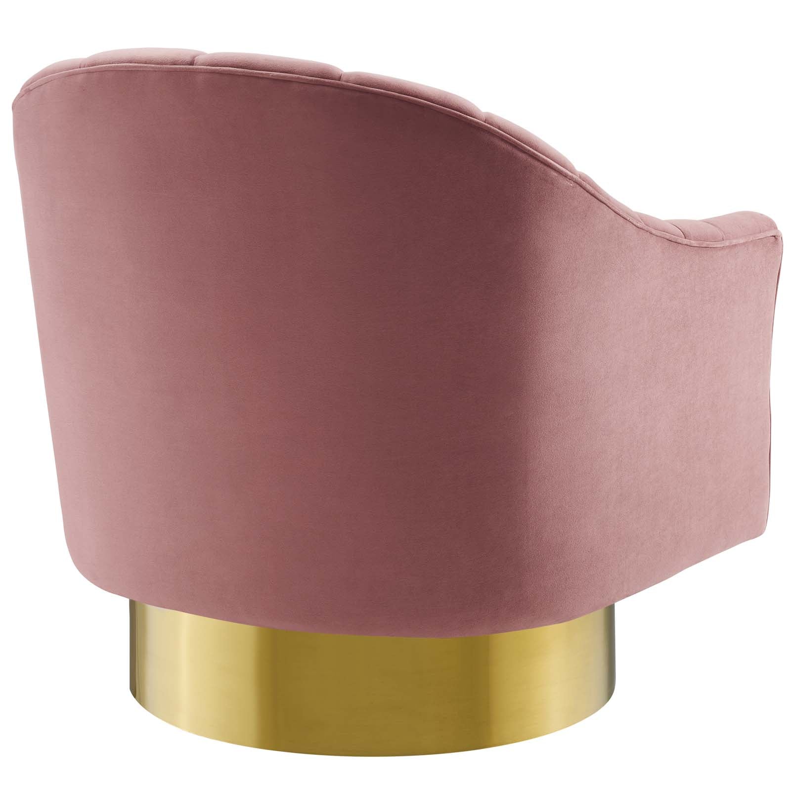 Modway Accent Chairs - Buoyant Vertical Channel Tufted Accent Lounge Performance Velvet Swivel Chair Dusty Rose