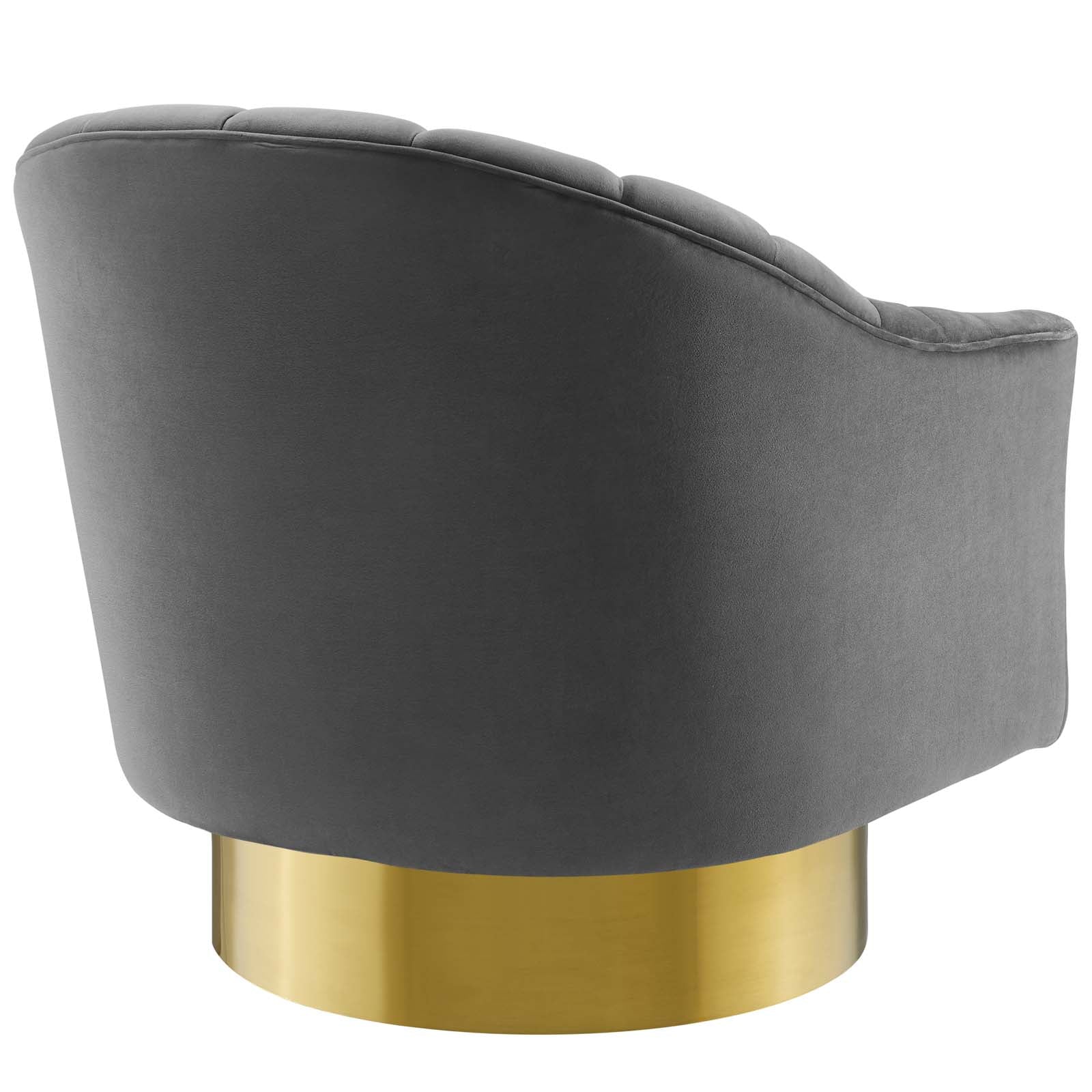 Modway Accent Chairs - Buoyant Vertical Channel Tufted Accent Lounge Performance Velvet Swivel Chair Gray