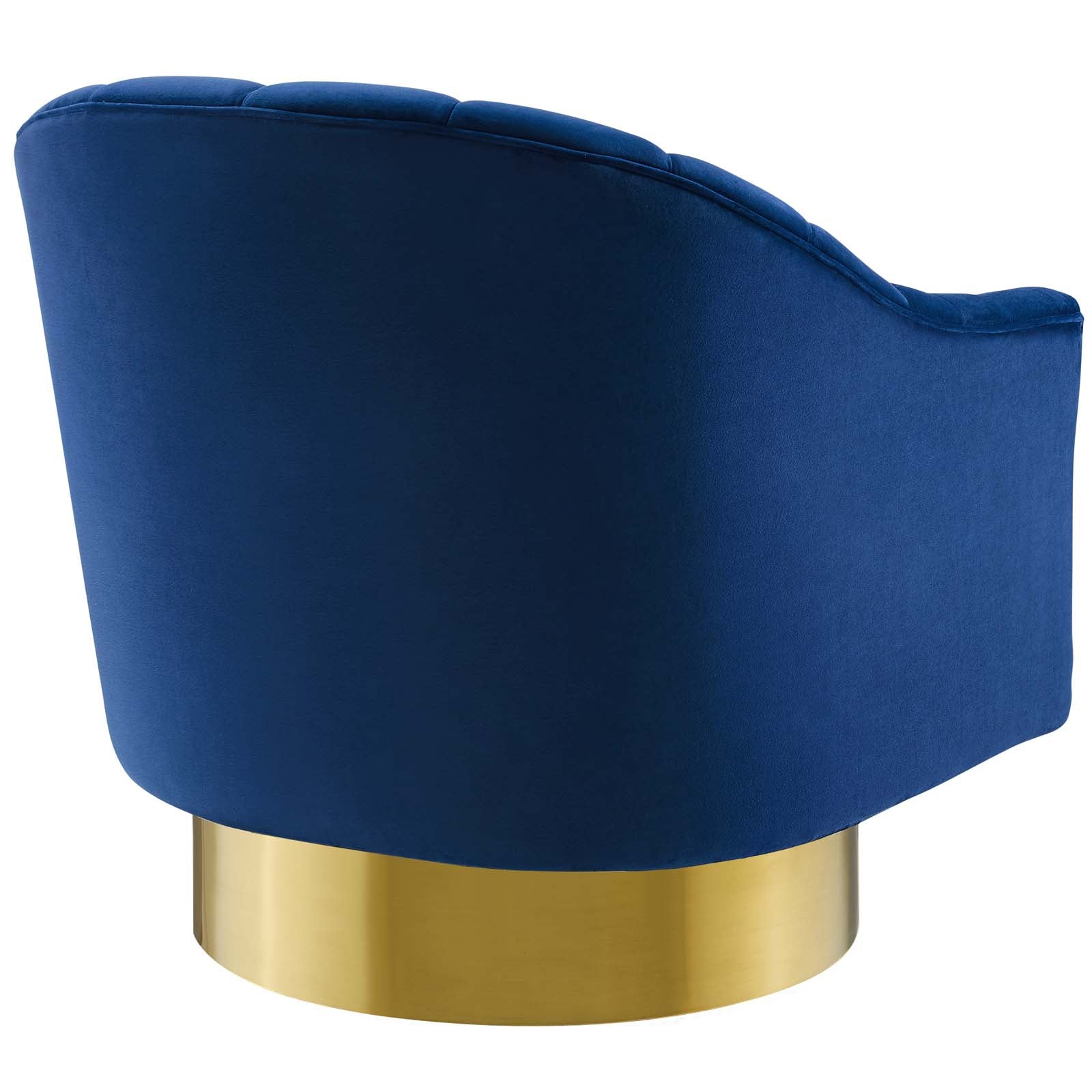 Modway Accent Chairs - Buoyant Vertical Channel Tufted Accent Lounge Performance Velvet Swivel Chair Navy