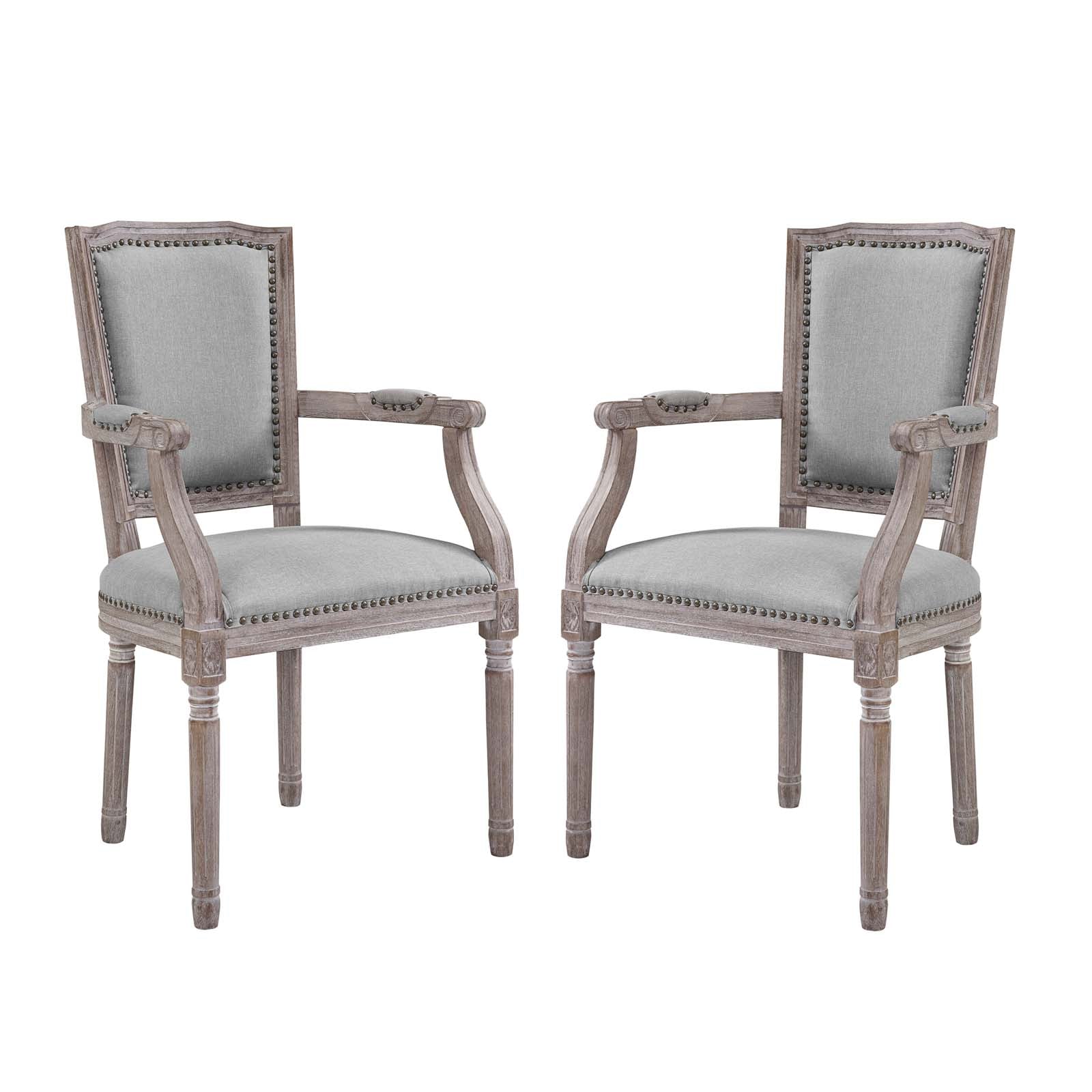 Modway Dining Chairs - Penchant Dining Armchair Upholstered Fabric (Set of 2) Light Gray