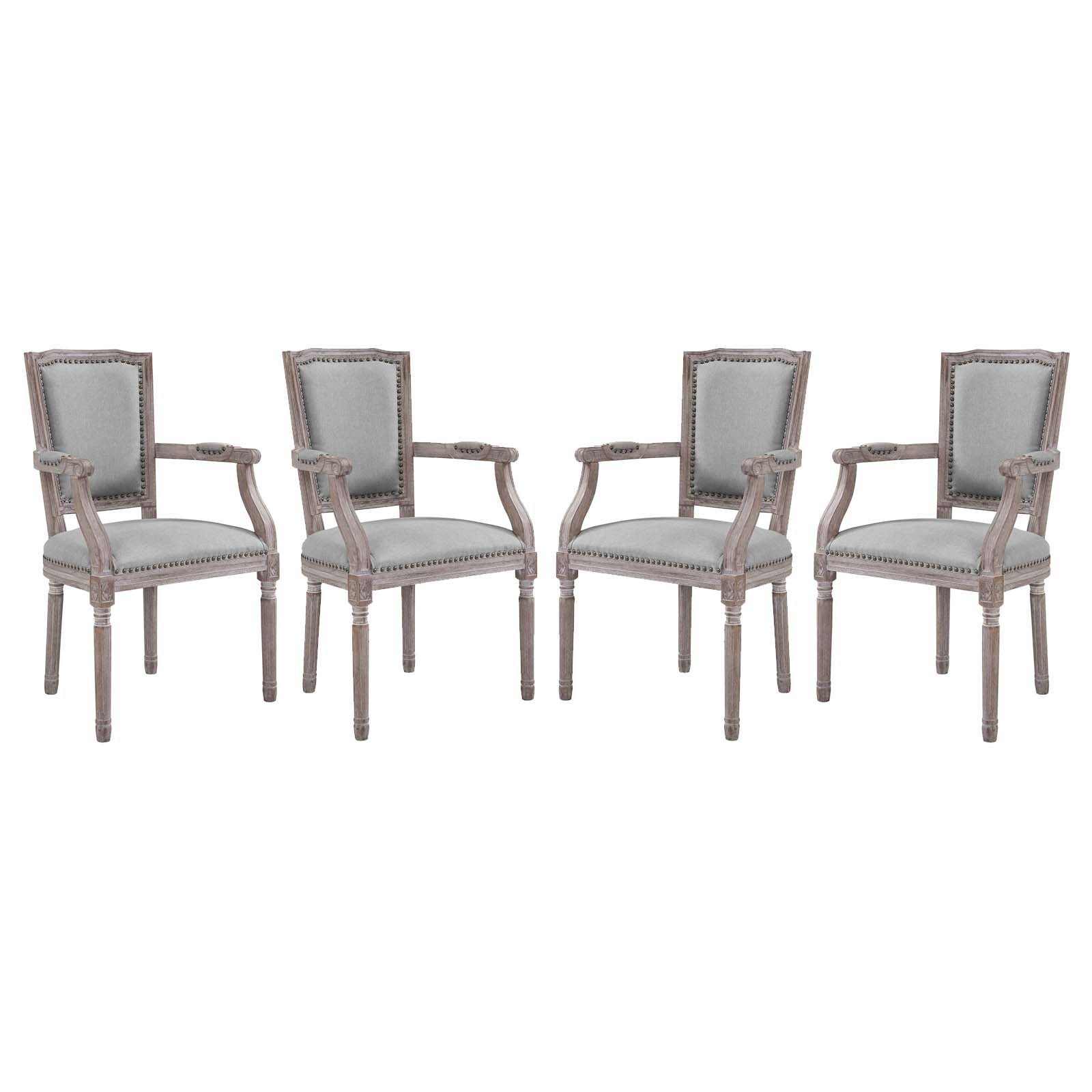 Modway Dining Chairs - Penchant Dining Armchair Upholstered Fabric (Set of 4) Light Gray