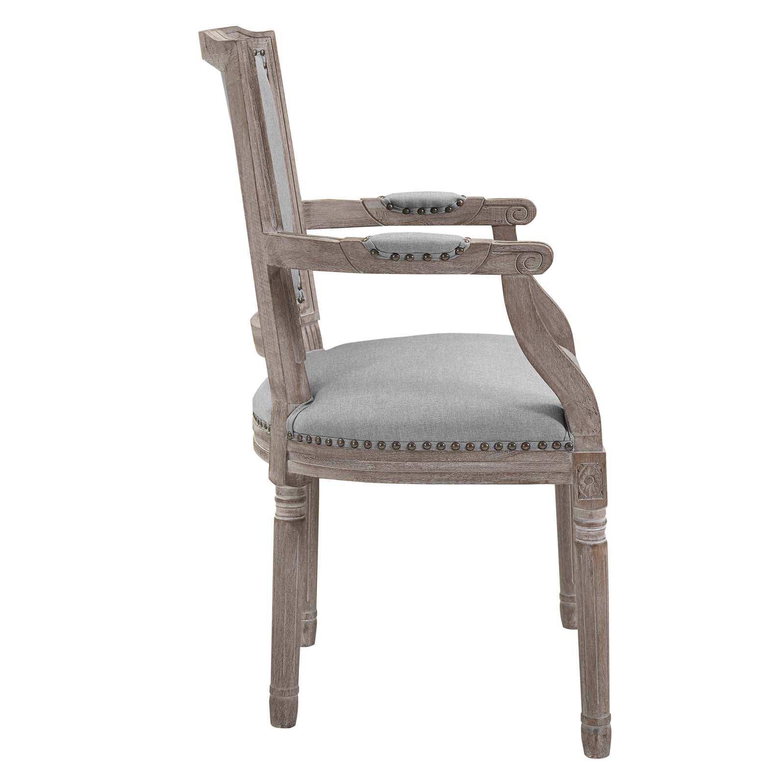 Modway Dining Chairs - Penchant Dining Armchair Upholstered Fabric (Set of 4) Light Gray