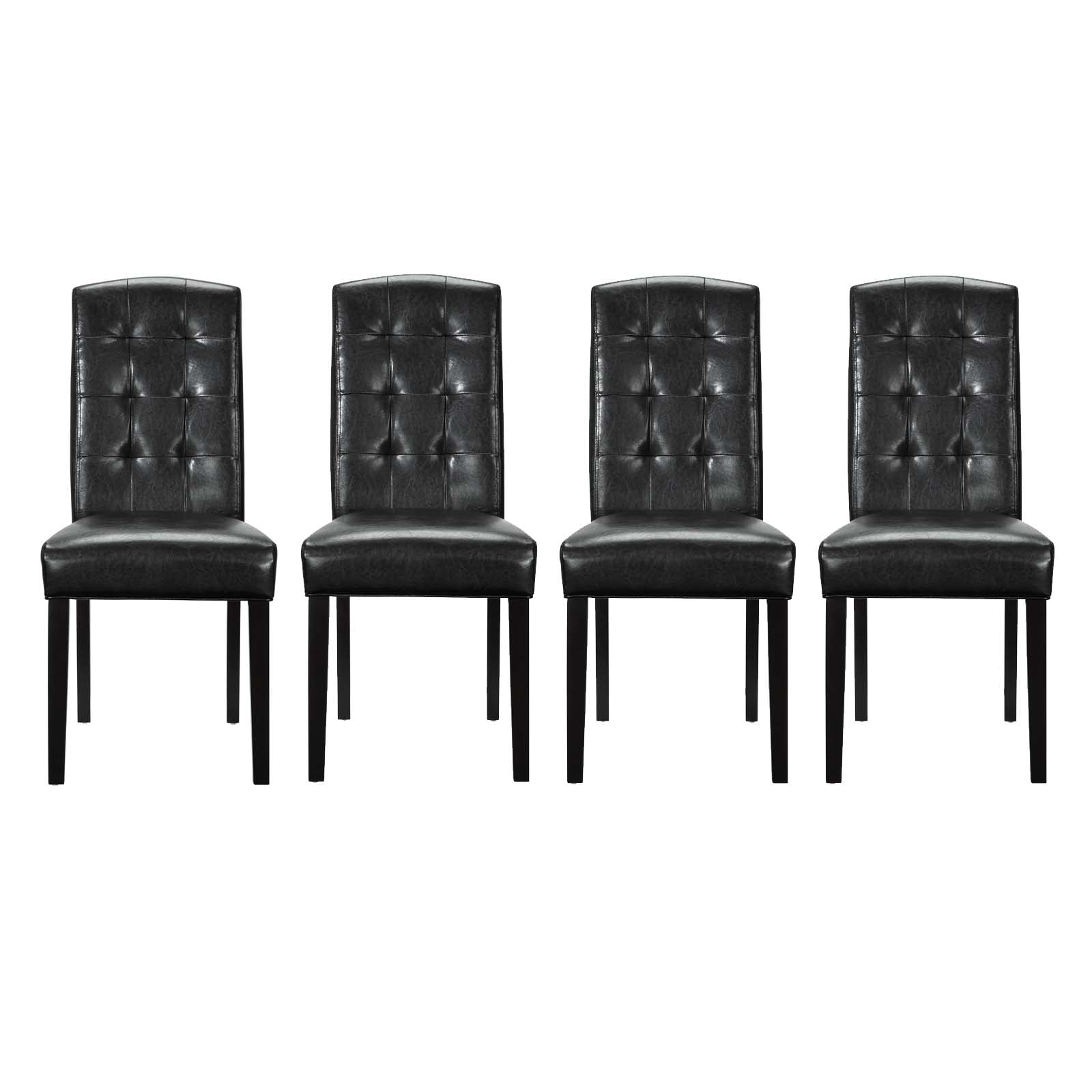 Modway Dining Chairs - Perdure Dining Chairs Vinyl Set of 4 Black