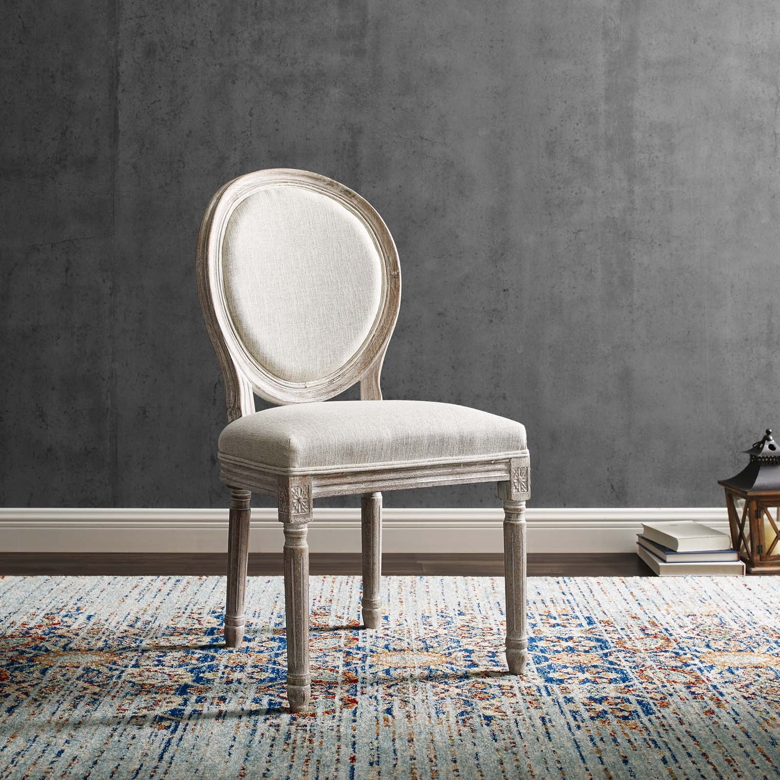 Modway Dining Chairs - Emanate Dining Side Chair Upholstered Fabric Set of 2 Beige
