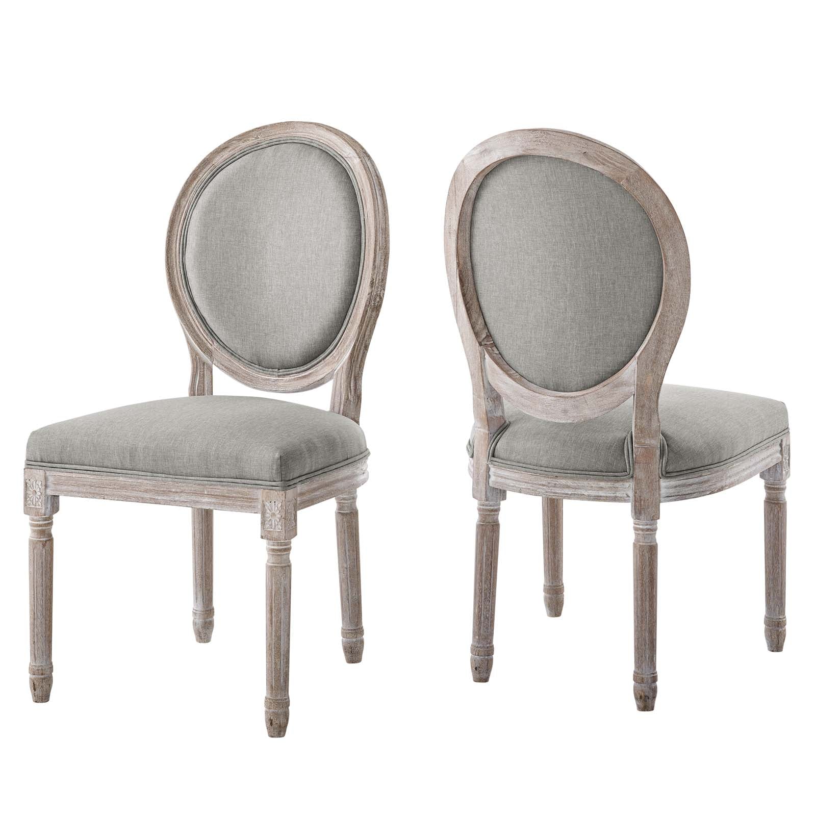 Modway Dining Chairs - Emanate Dining Side Chair Upholstered Fabric Set of 2 Light Gray