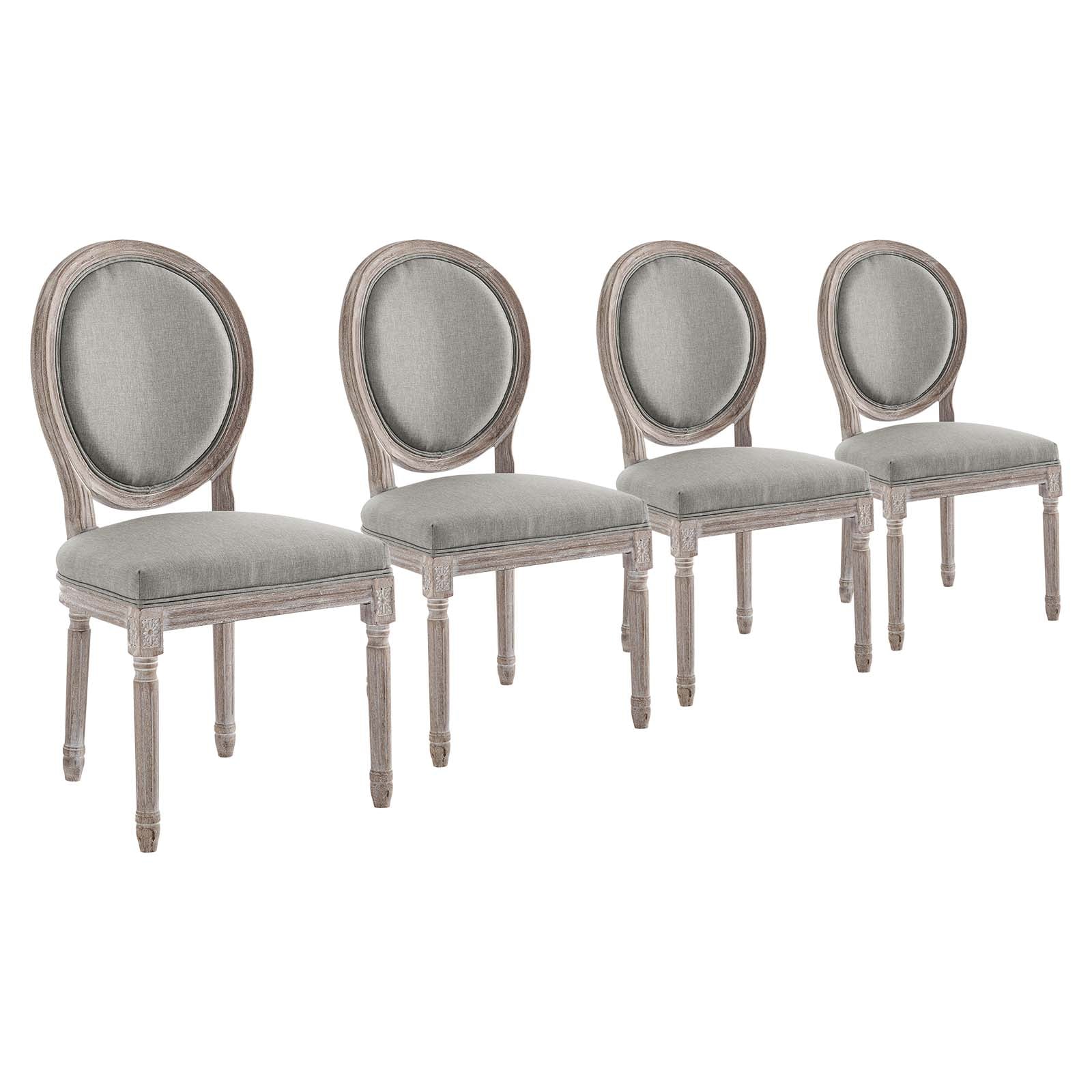 Modway Dining Chairs - Emanate Dining Side Chair Upholstered Fabric Set of 4 Light Gray