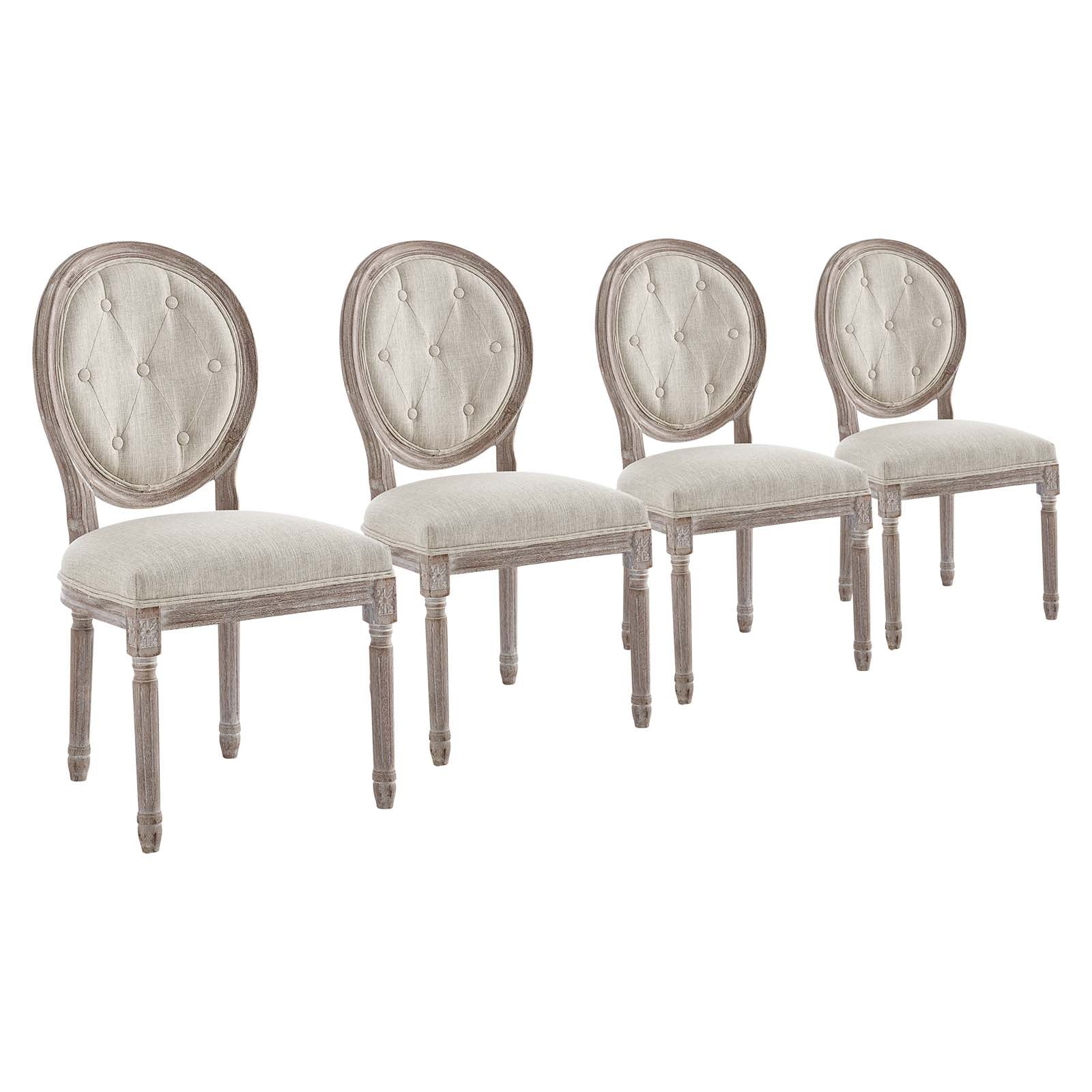 Modway Dining Chairs - Arise Dining Side Chair Upholstered Fabric Set of 4 Beige