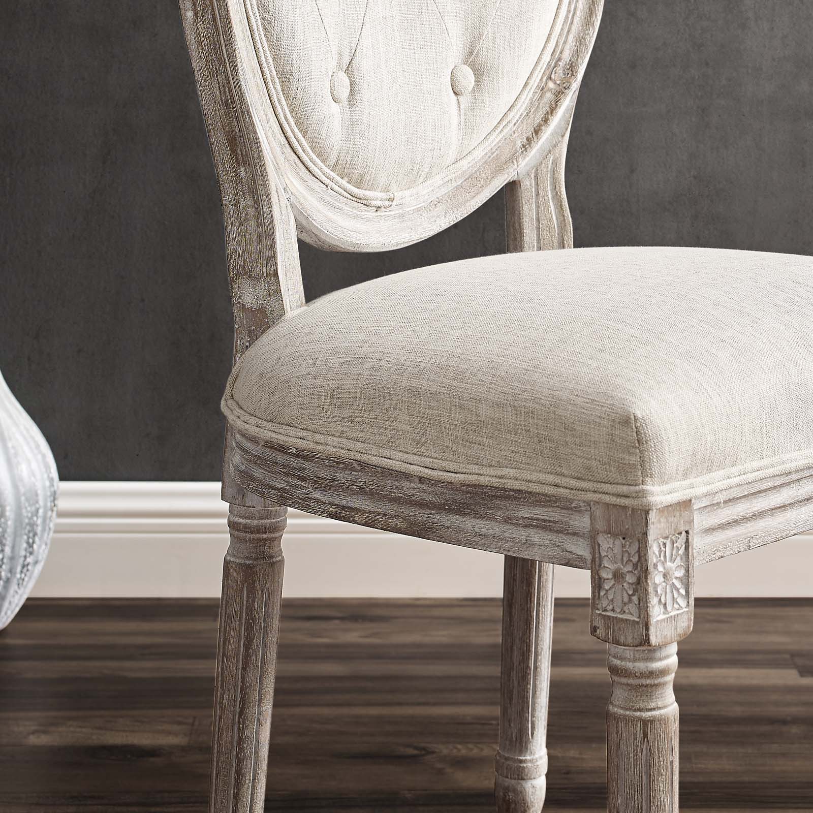 Modway Dining Chairs - Arise Dining Side Chair Upholstered Fabric Set of 4 Beige