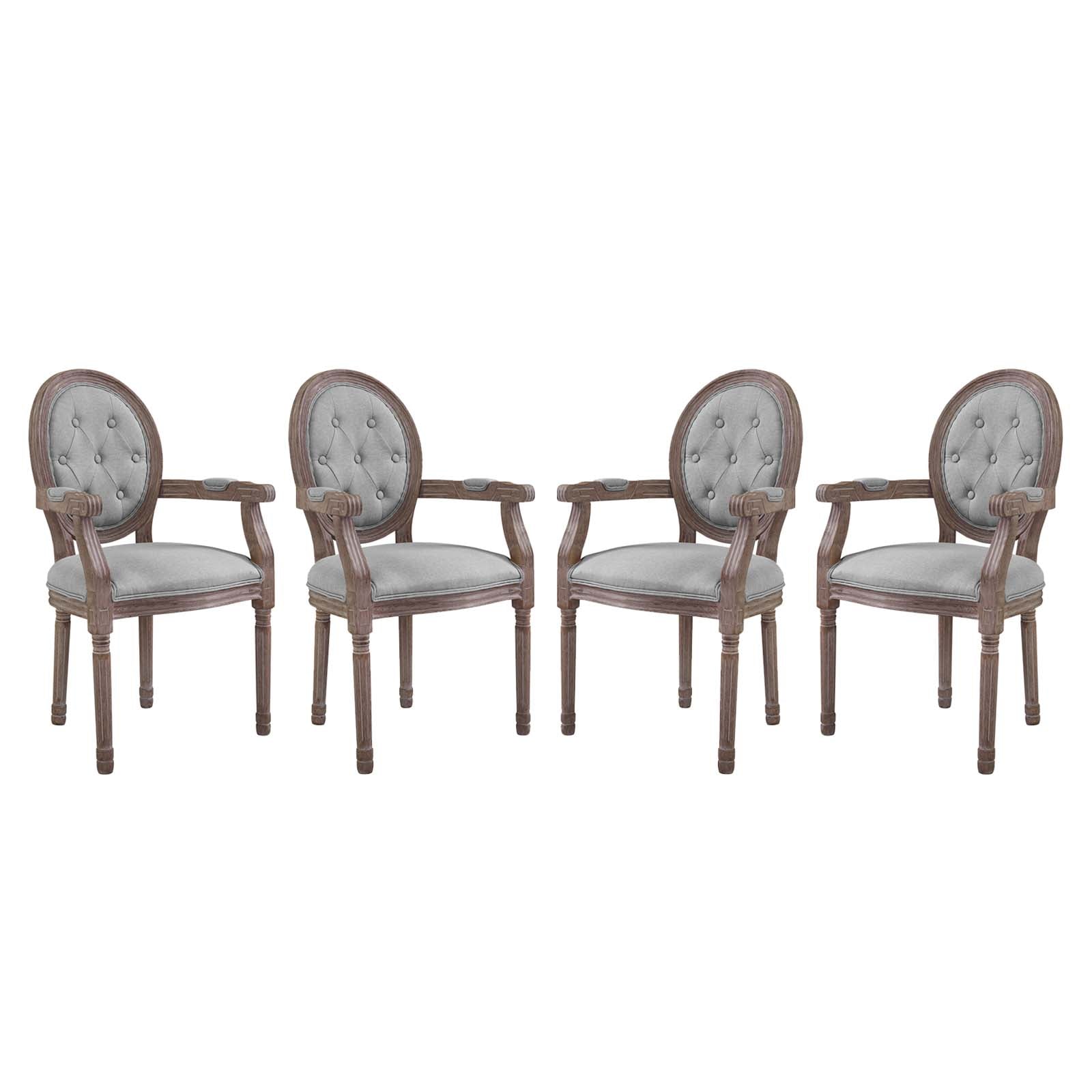 Modway Dining Chairs - Arise Dining Armchair Upholstered Fabric ( Set of 4 ) Light Gray