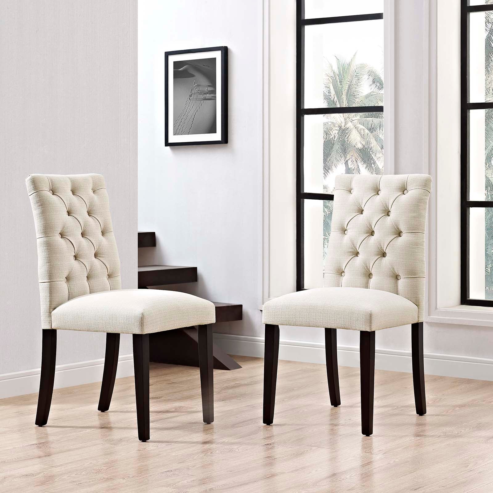 Modway Dining Chairs - Duchess Dining Chair Fabric Beige (Set of 2)