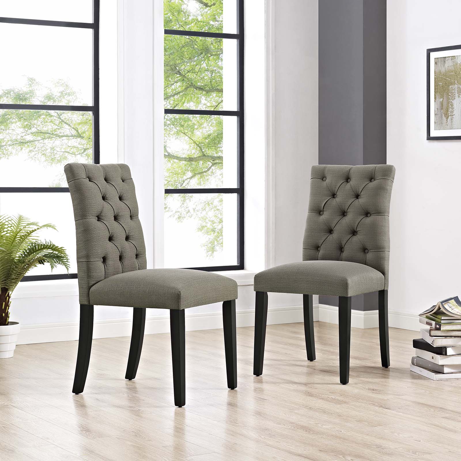 Modway Dining Chairs - Duchess Dining Chair Fabric ( Set of 2 ) Granite
