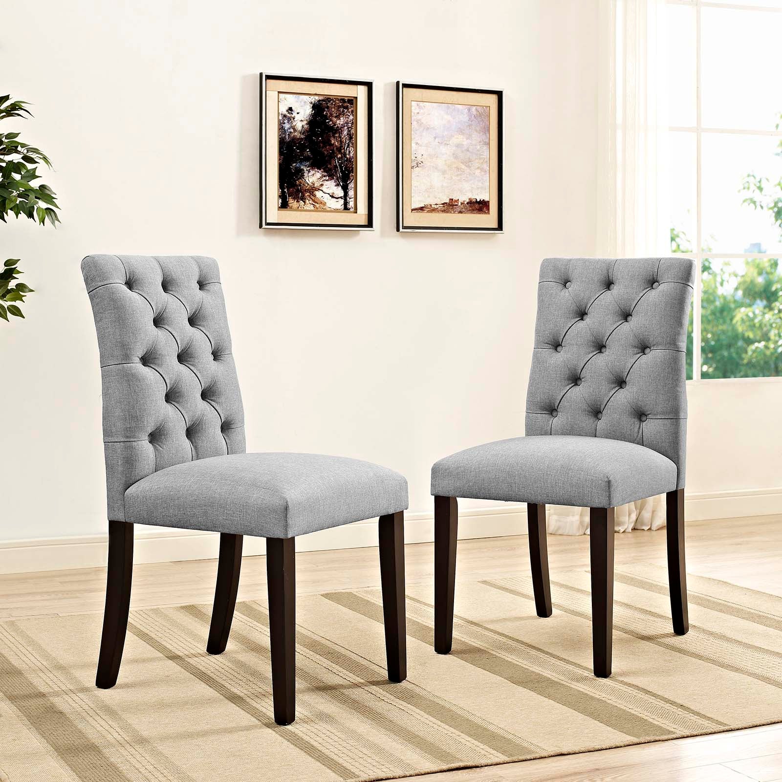 Modway Dining Chairs - Duchess Dining Chair Fabric Light Gray (Set of 2)