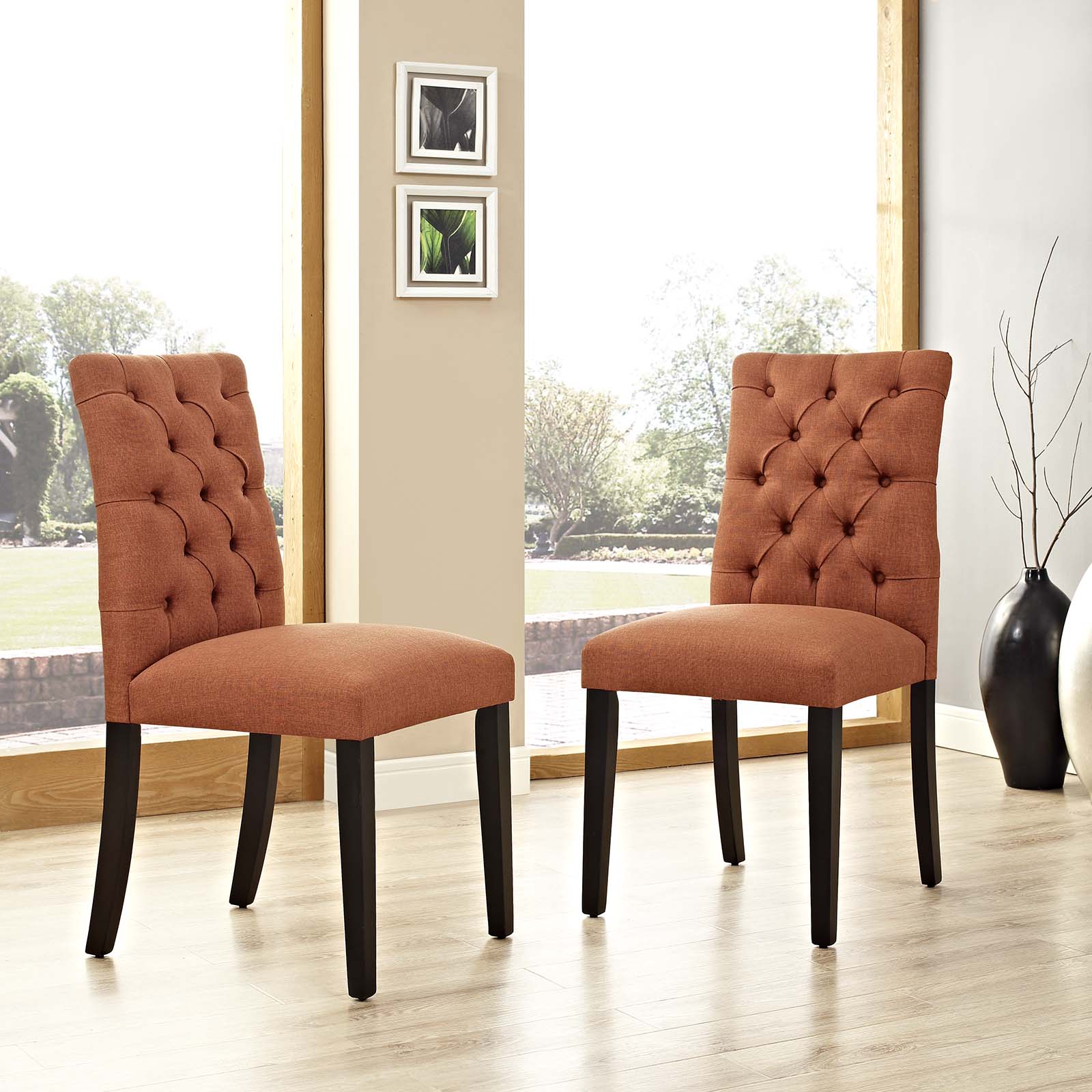 Modway Dining Chairs - Duchess Dining Chair Fabric ( Set of 2 ) Orange