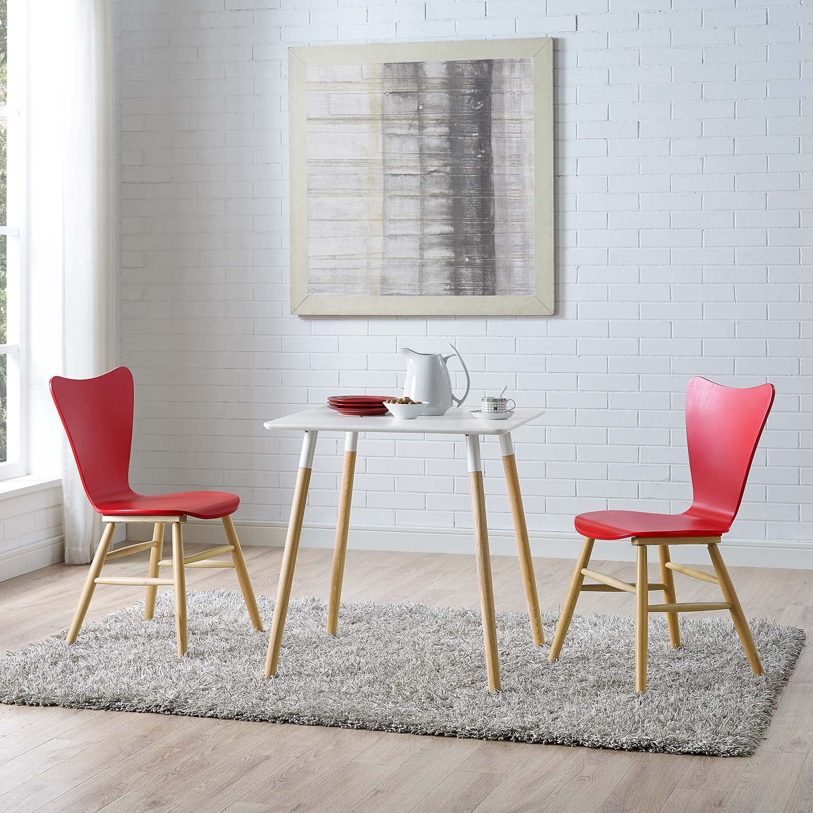 Modway Dining Chairs - Cascade Dining Chair Red (Set of 2)