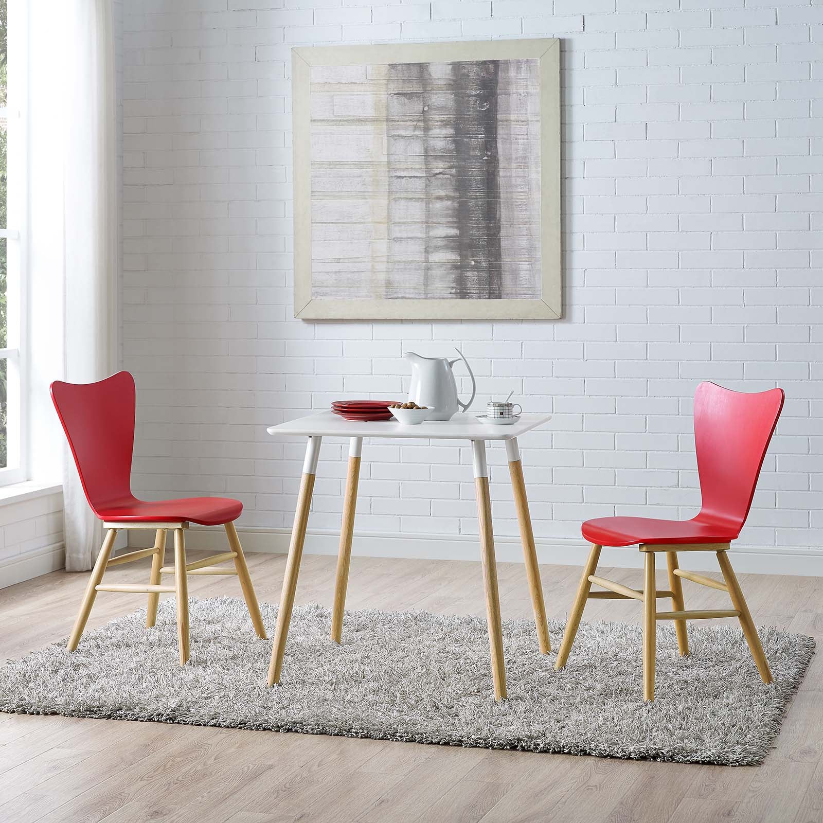 Modway Dining Chairs - Cascade Dining Chair Red (Set of 2)
