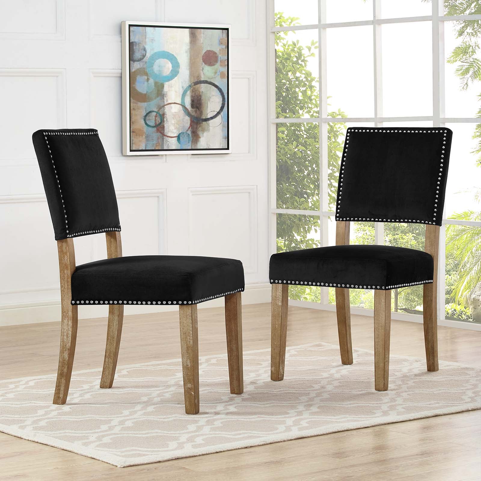 Modway Dining Chairs - Oblige Dining Chair Wood Black ( Set of 2 )