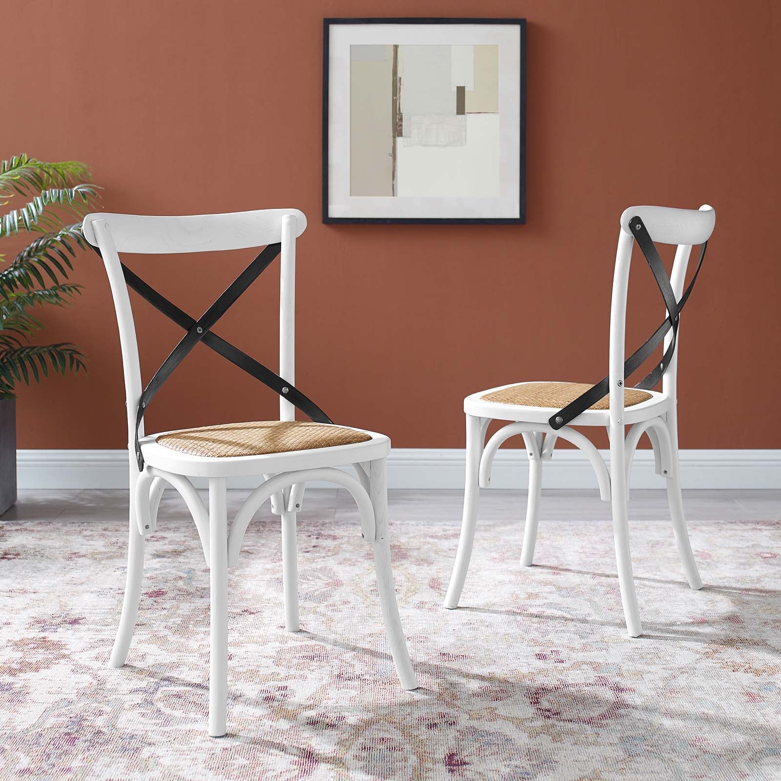 Modway Dining Chairs - Gear Dining Side Chair Set of 2 White Black White Black