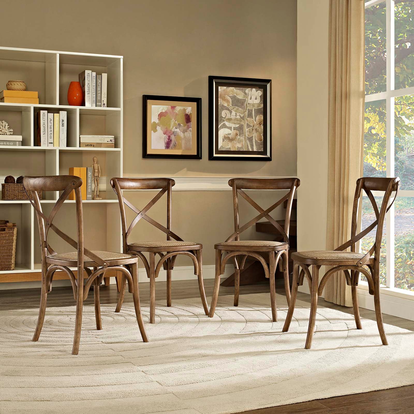 Modway Dining Chairs - Gear Dining Side Chair (Set of 4) Walnut