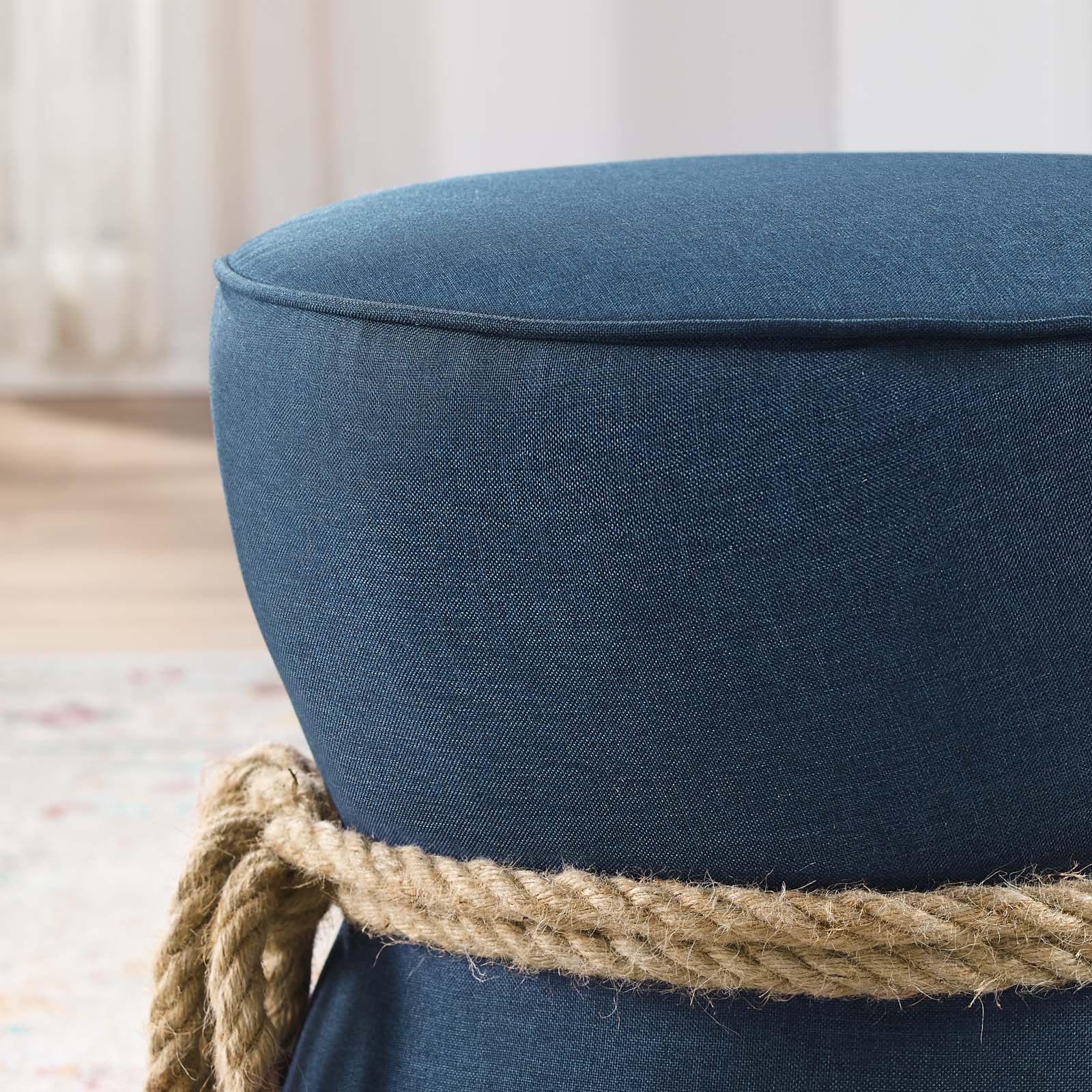 Modway Ottomans & Stools - Beat Nautical Rope Ottoman Blue