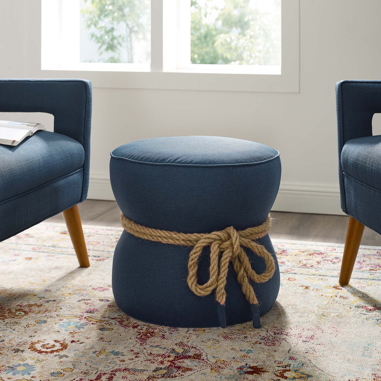 Modway Ottomans & Stools - Beat Nautical Rope Ottoman Blue