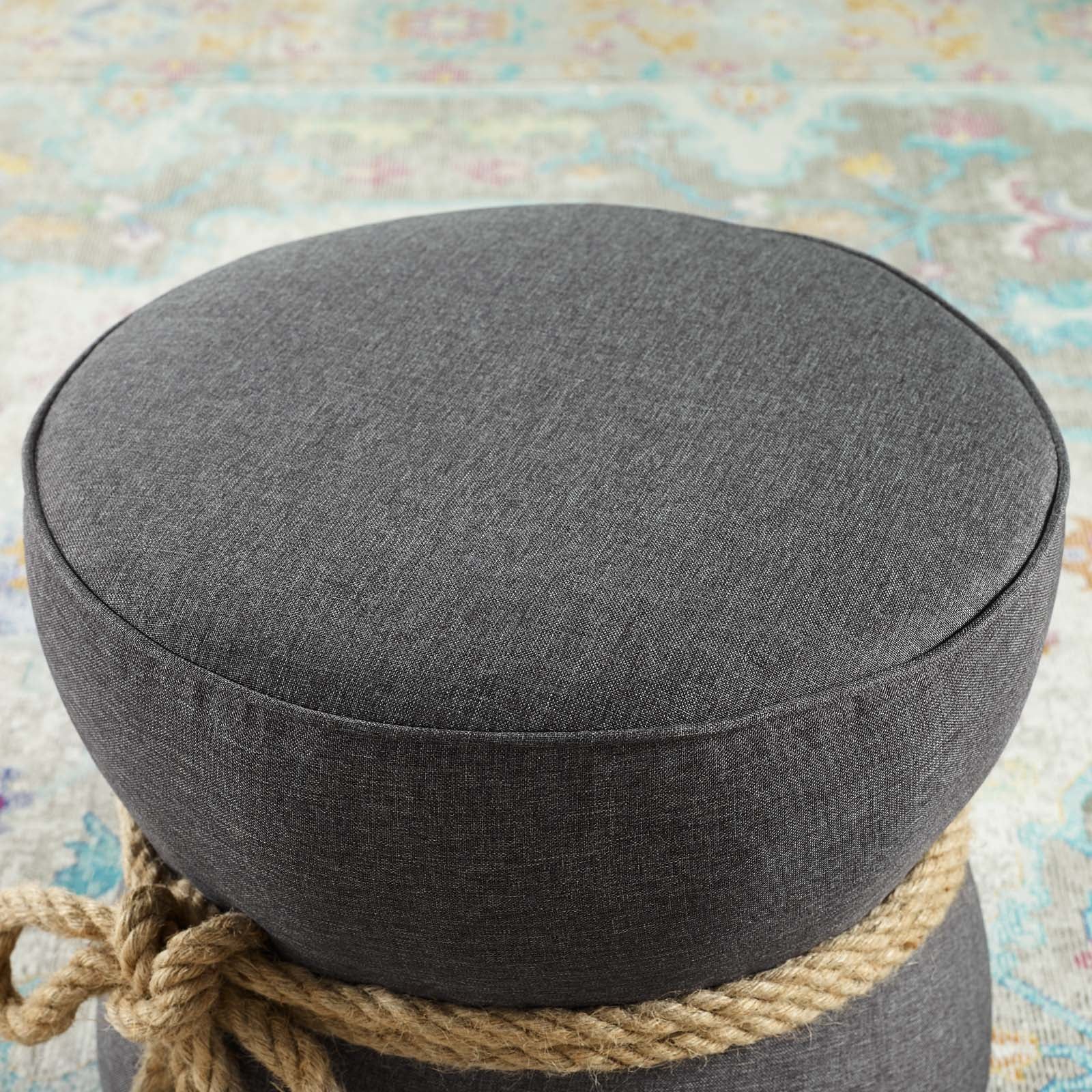 Modway Ottomans & Stools - Beat Nautical Rope Upholstered Fabric Ottoman Gray