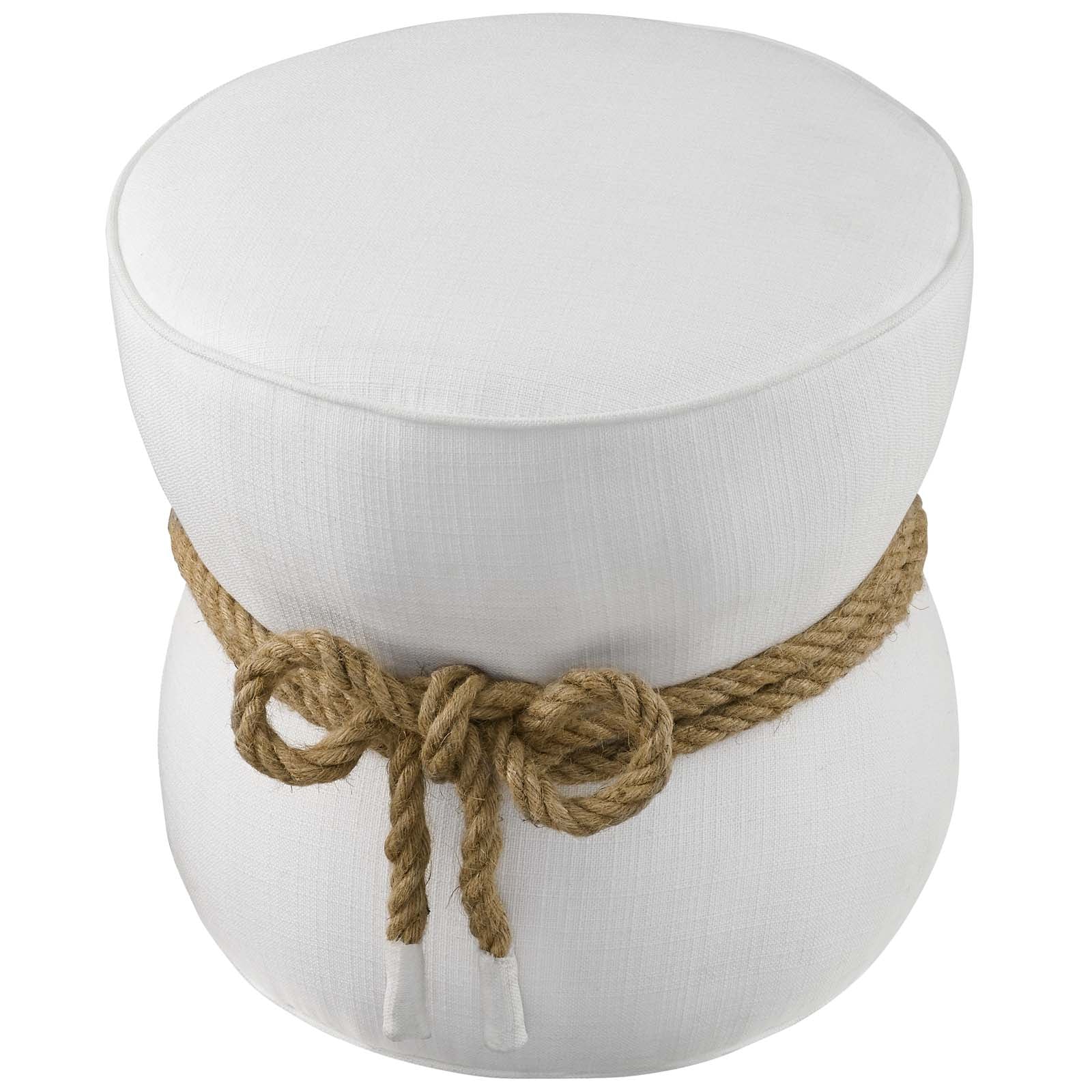 Modway Ottomans & Stools - Beat Nautical Rope Upholstered Fabric Ottoman White