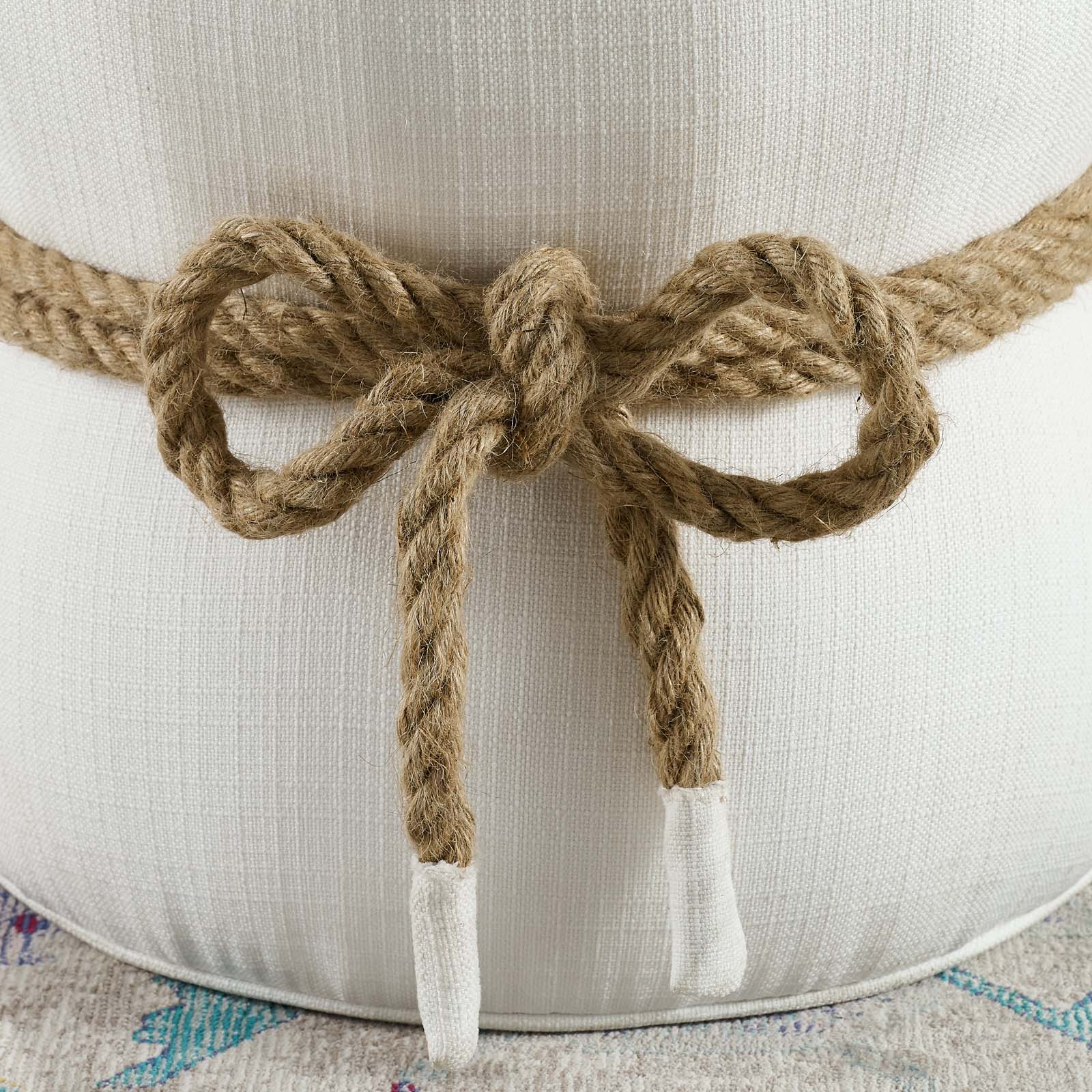 Modway Ottomans & Stools - Beat Nautical Rope Upholstered Fabric Ottoman White