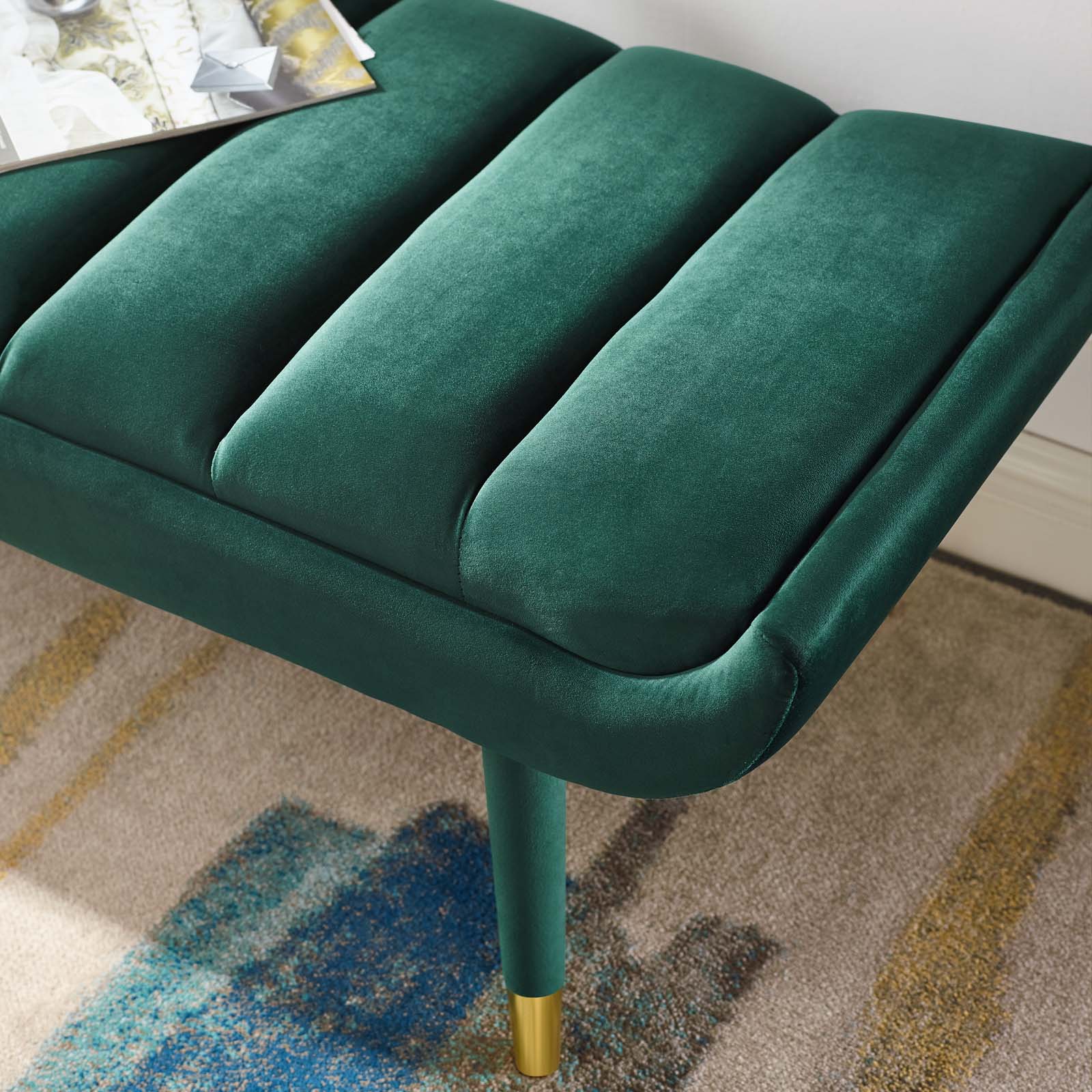 Modway Benches - Guess Channel Tufted Performance Velvet Accent Bench Green