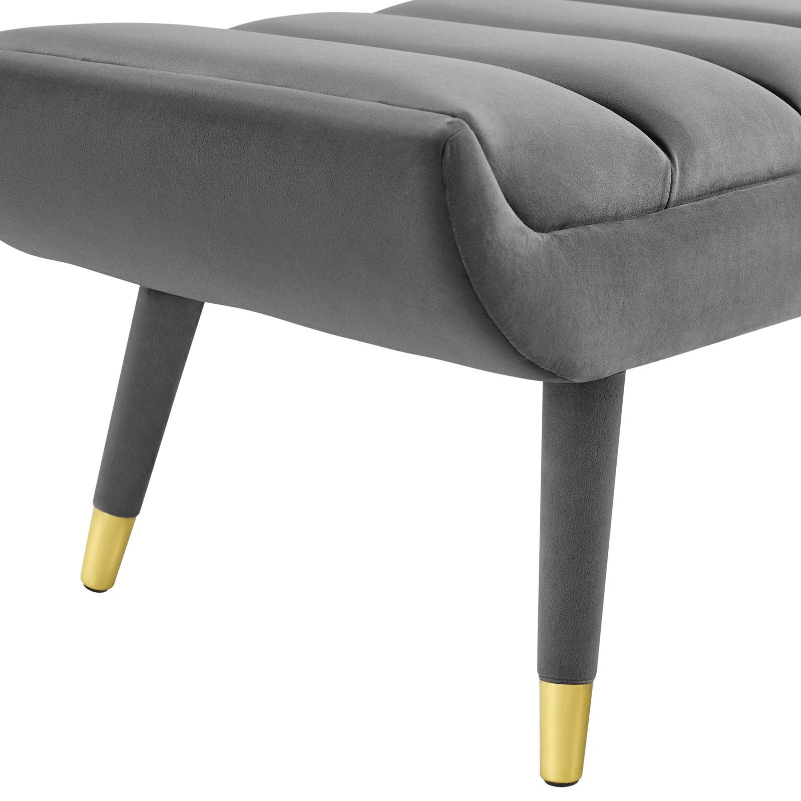 Modway Benches - Guess Channel Tufted Performance Velvet Accent Bench Gray