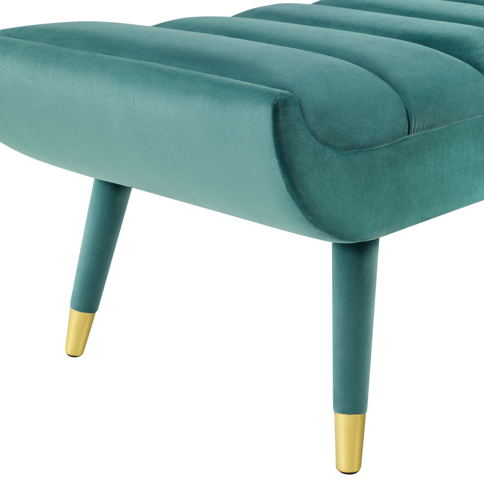 Modway Benches - Guess Channel Tufted Performance Velvet Accent Bench Teal
