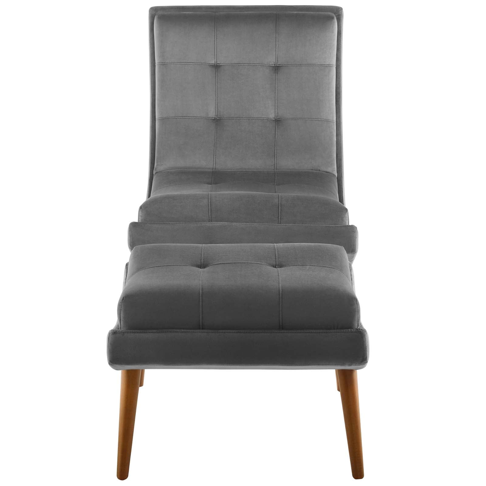 Modway Living Room Sets - Ramp Upholstered Performance Velvet Lounge Chair and Ottoman Set Gray