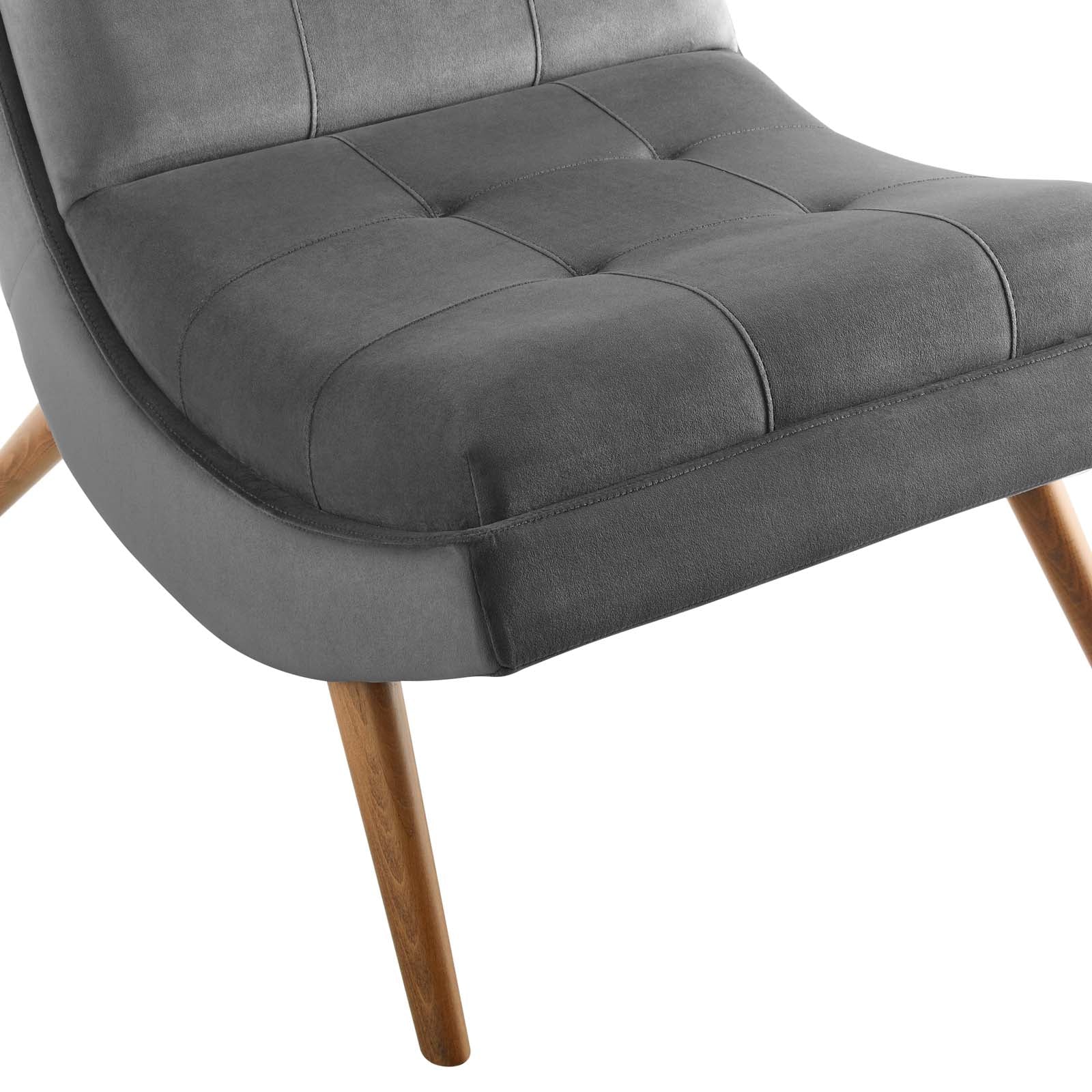 Modway Living Room Sets - Ramp Upholstered Performance Velvet Lounge Chair and Ottoman Set Gray