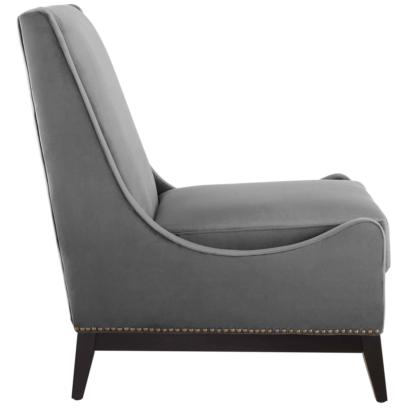 Modway Chairs - Confident Accent Upholstered Performance Velvet Lounge Chair Gray