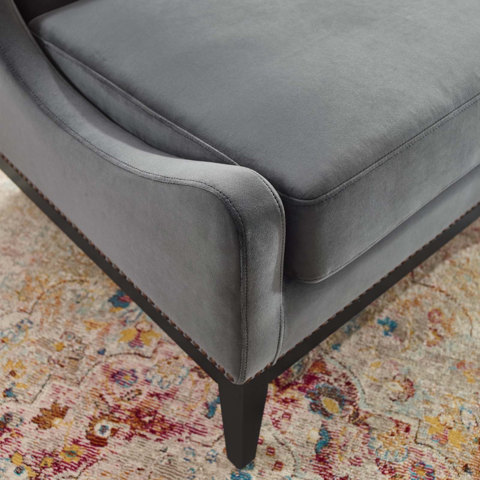 Modway Chairs - Confident Accent Upholstered Performance Velvet Lounge Chair Gray