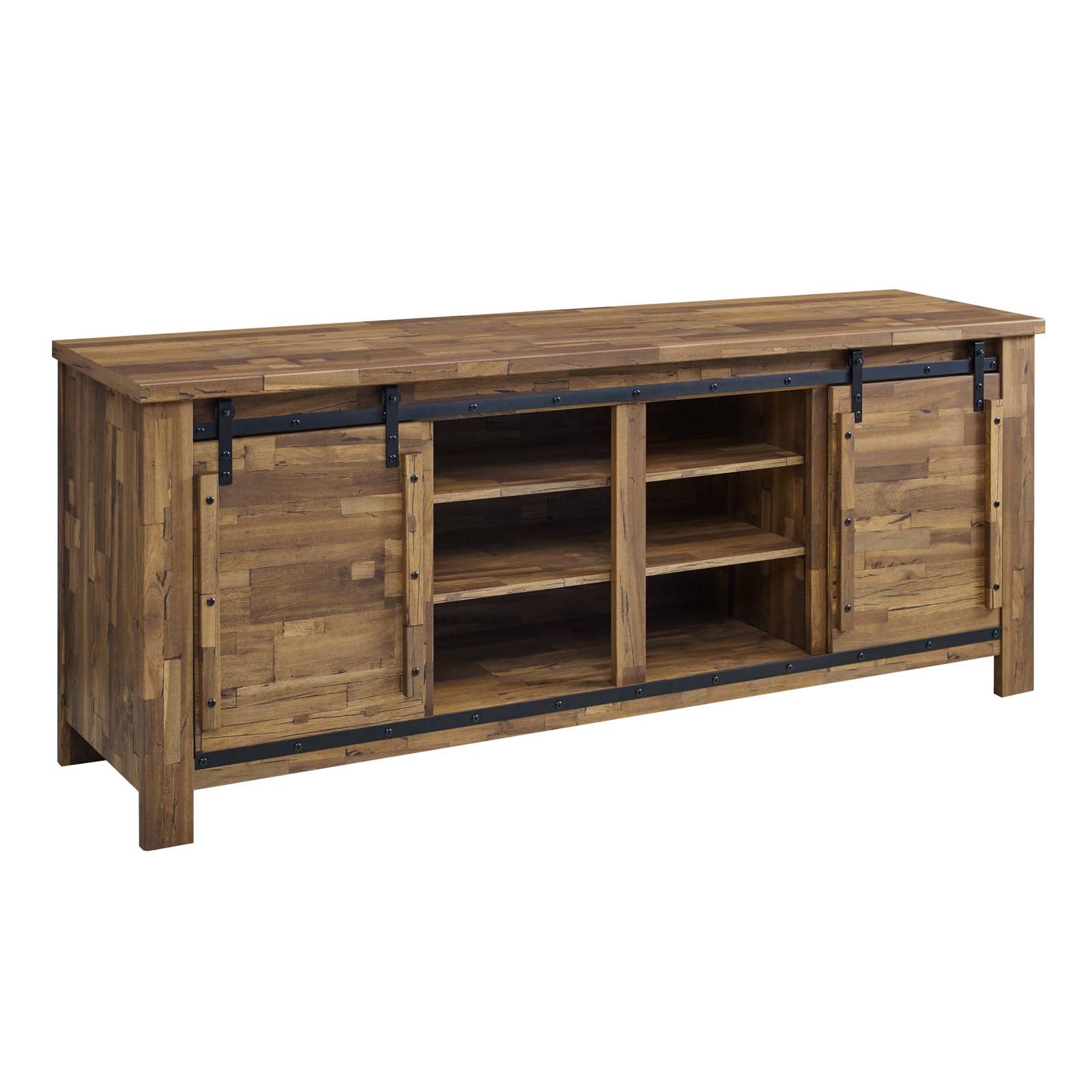 Modway TV & Media Units - Cheshire 71" Rustic Sliding Door TV Stand Walnut