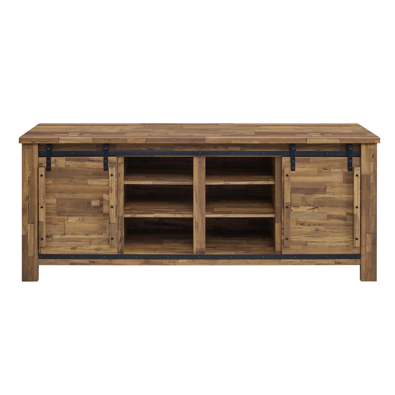 Modway TV & Media Units - Cheshire 71" Rustic Sliding Door TV Stand Walnut