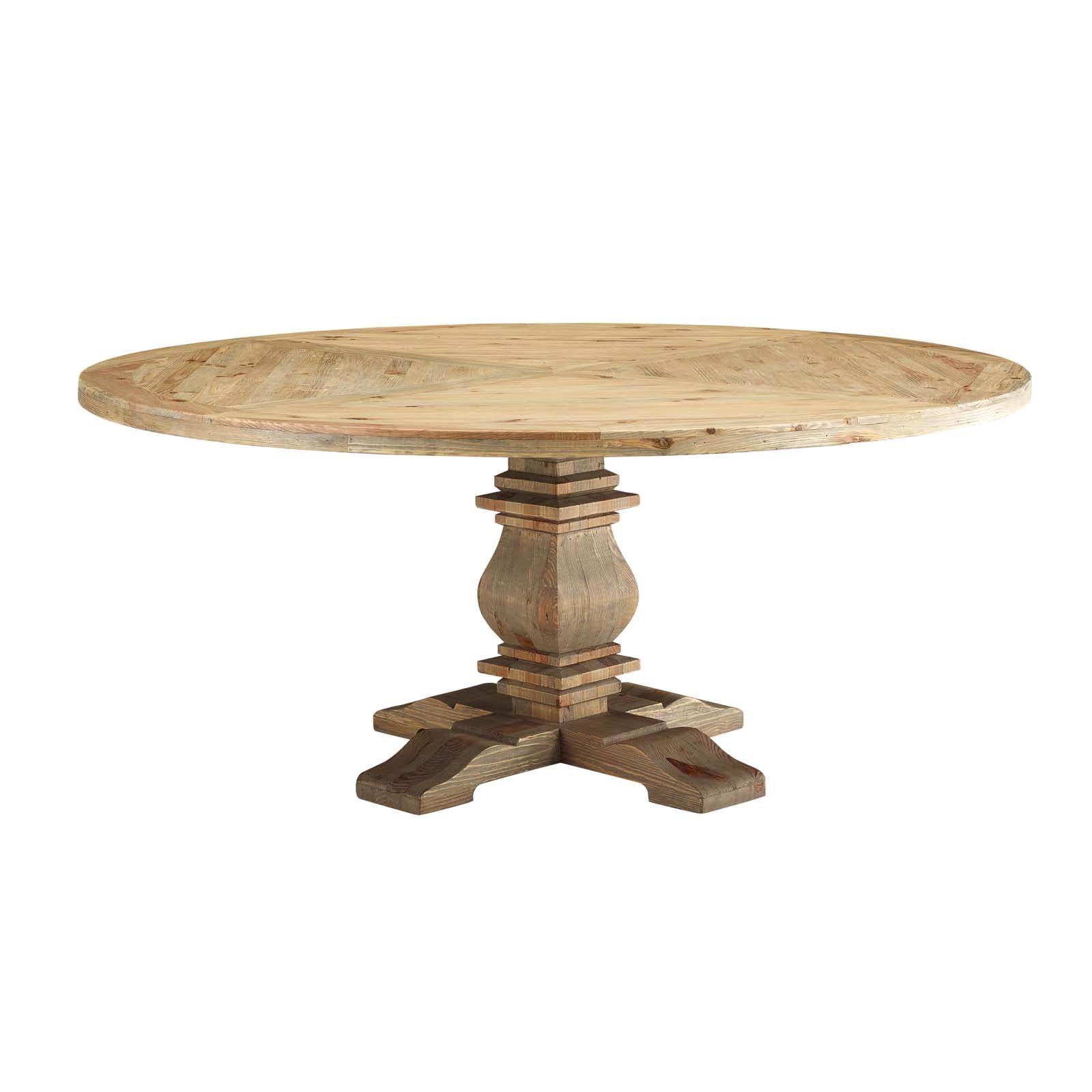 Modway Dining Tables - Column 71" Round Pine Wood Dining Table Brown