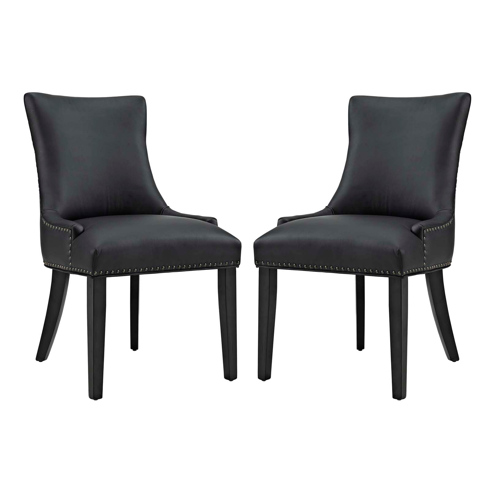 Modway Dining Chairs - Marquis Dining Chair Faux Leather Set of 2 Black
