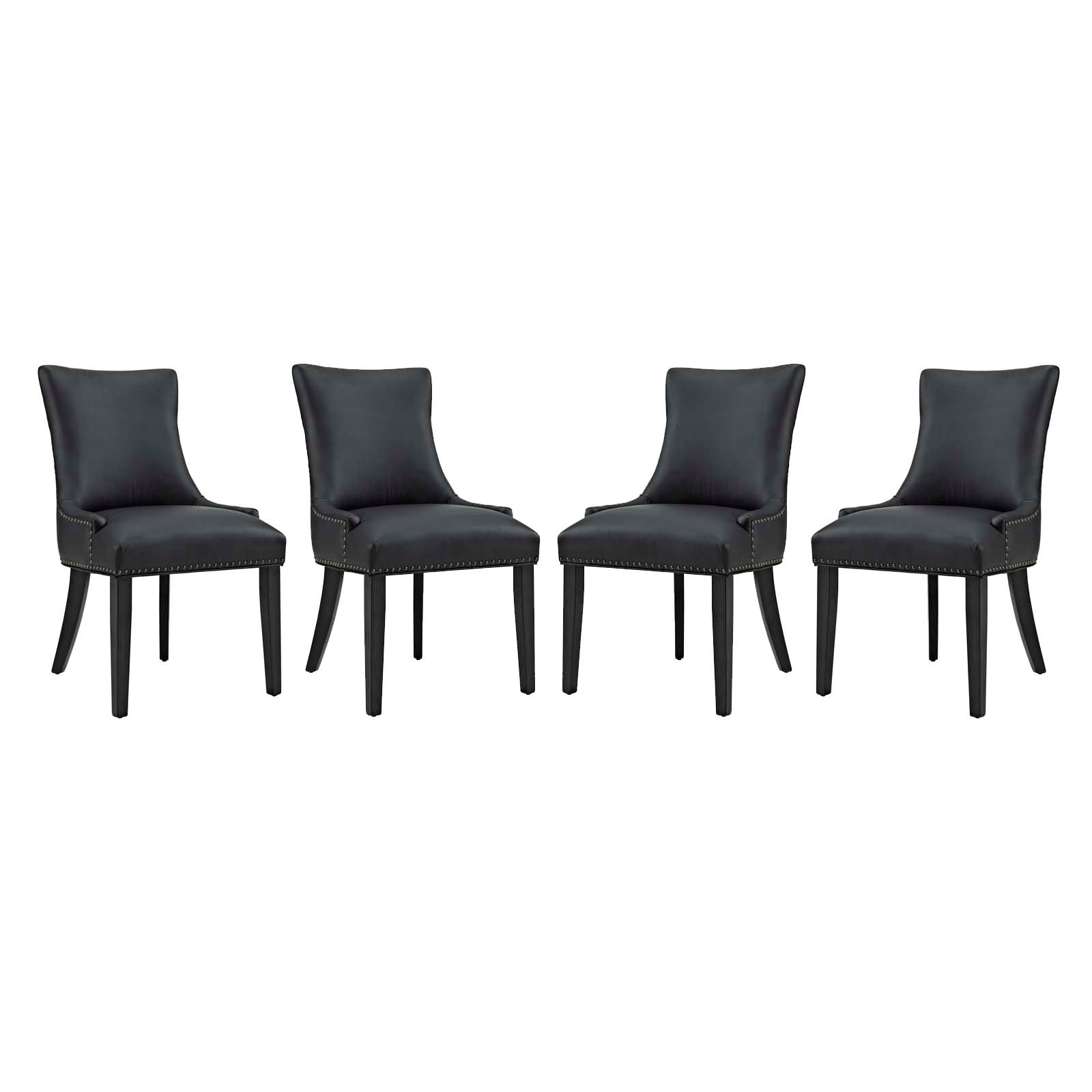 Modway Dining Chairs - Marquis Dining Chair Faux Leather Set of 4 Black
