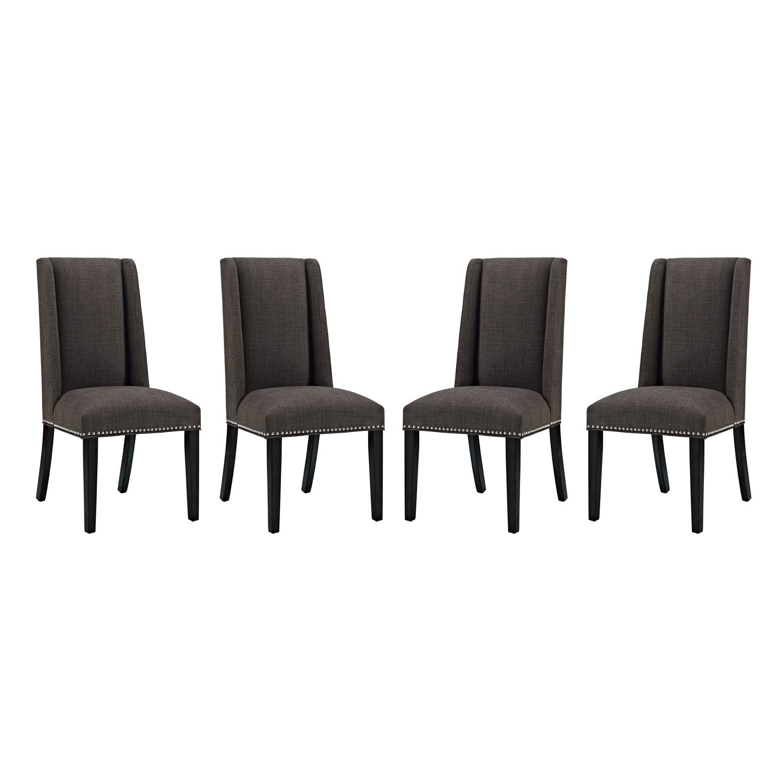 Modway Dining Chairs - Baron Dining Chair Fabric Set of 4 Brown