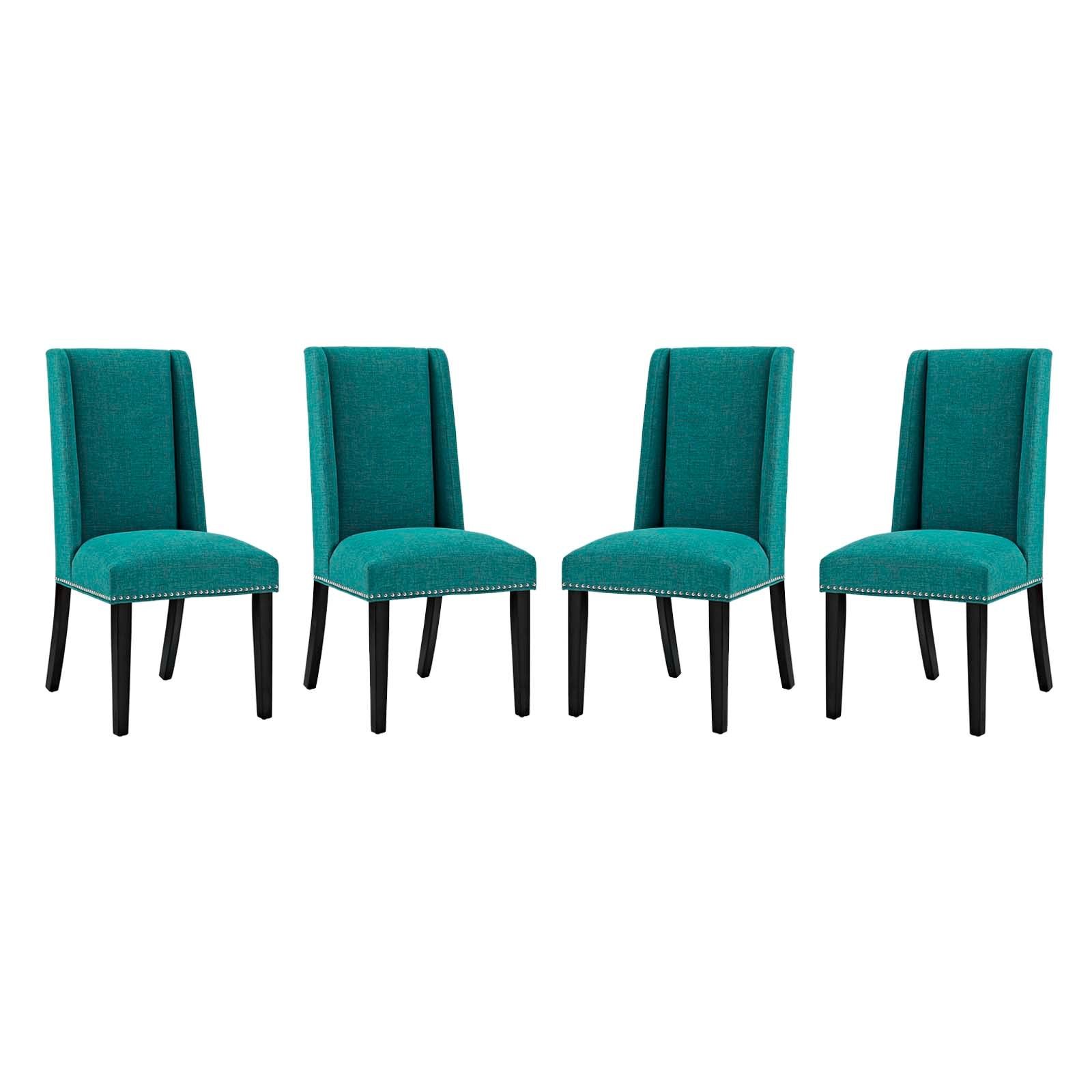 Modway Dining Chairs - Baron Dining Chair Fabric Set of 4 Teal